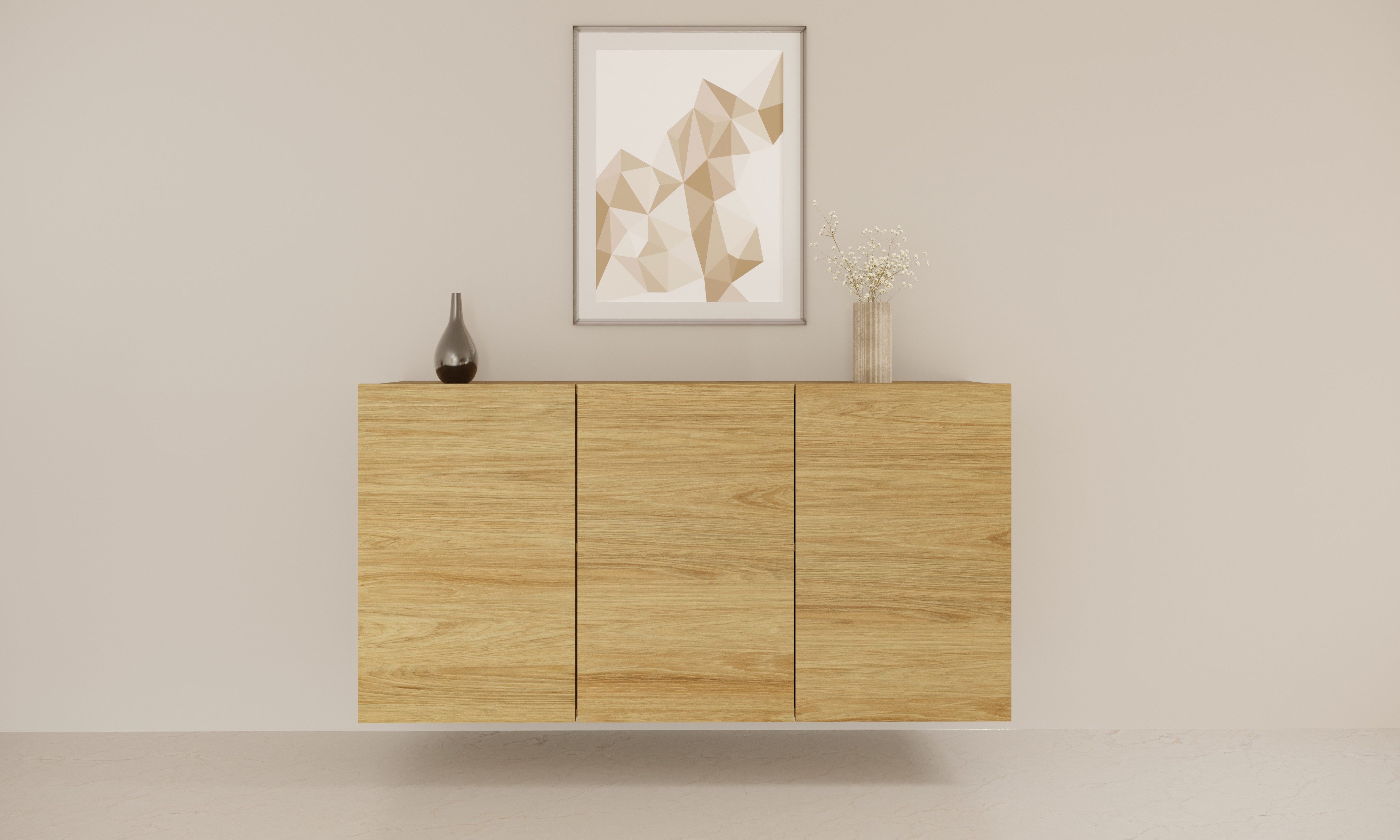 Bjird Kommode Hängeschrank Wandkommode 160x60x35 cm – grifflos modern mit Stauraum, Fächer höhenverstellbare Einlegeböden Türöffnung grifflos pflegeleicht