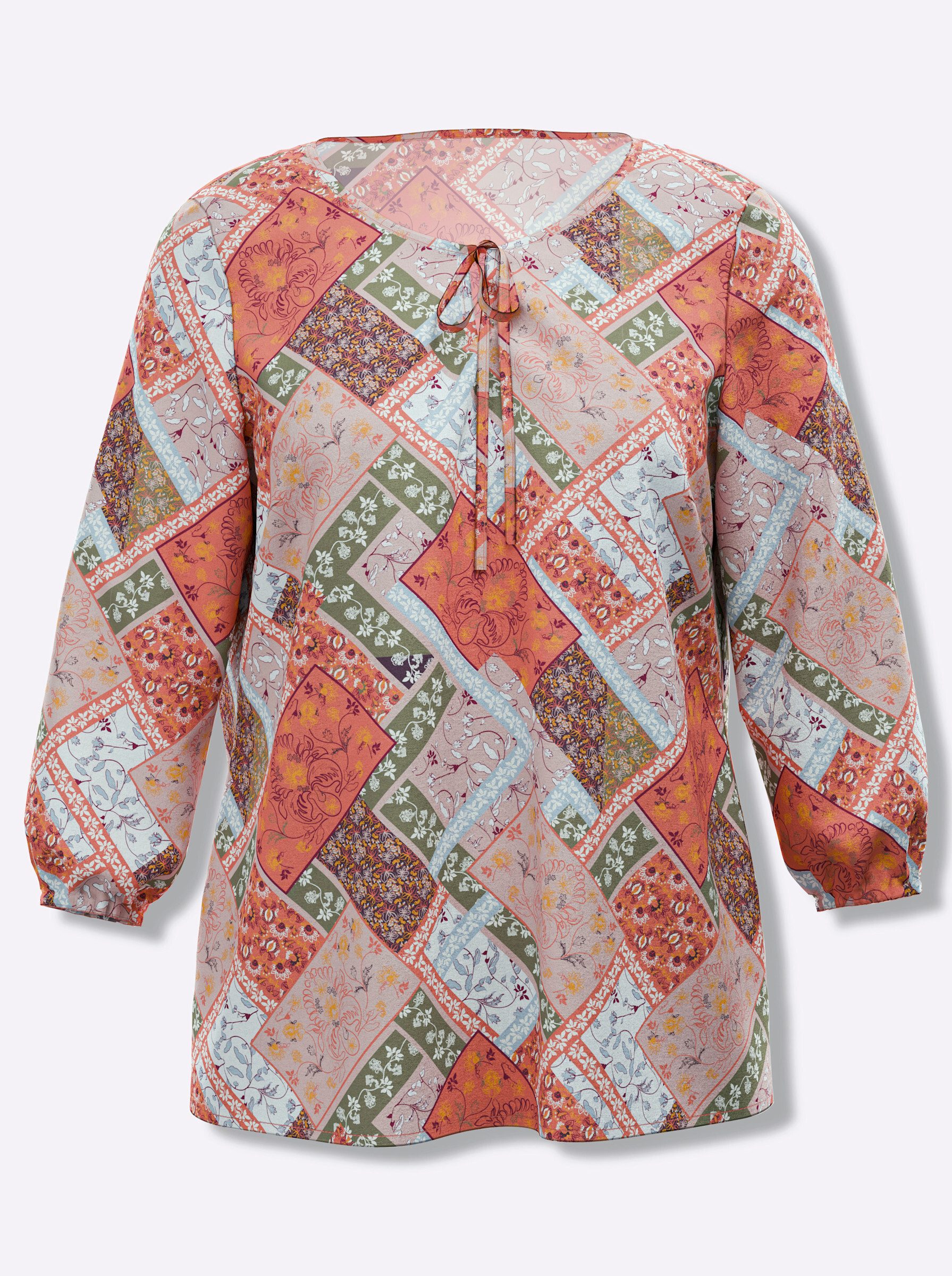 Klassische Bluse Druck-Tunika 3/4-Arm