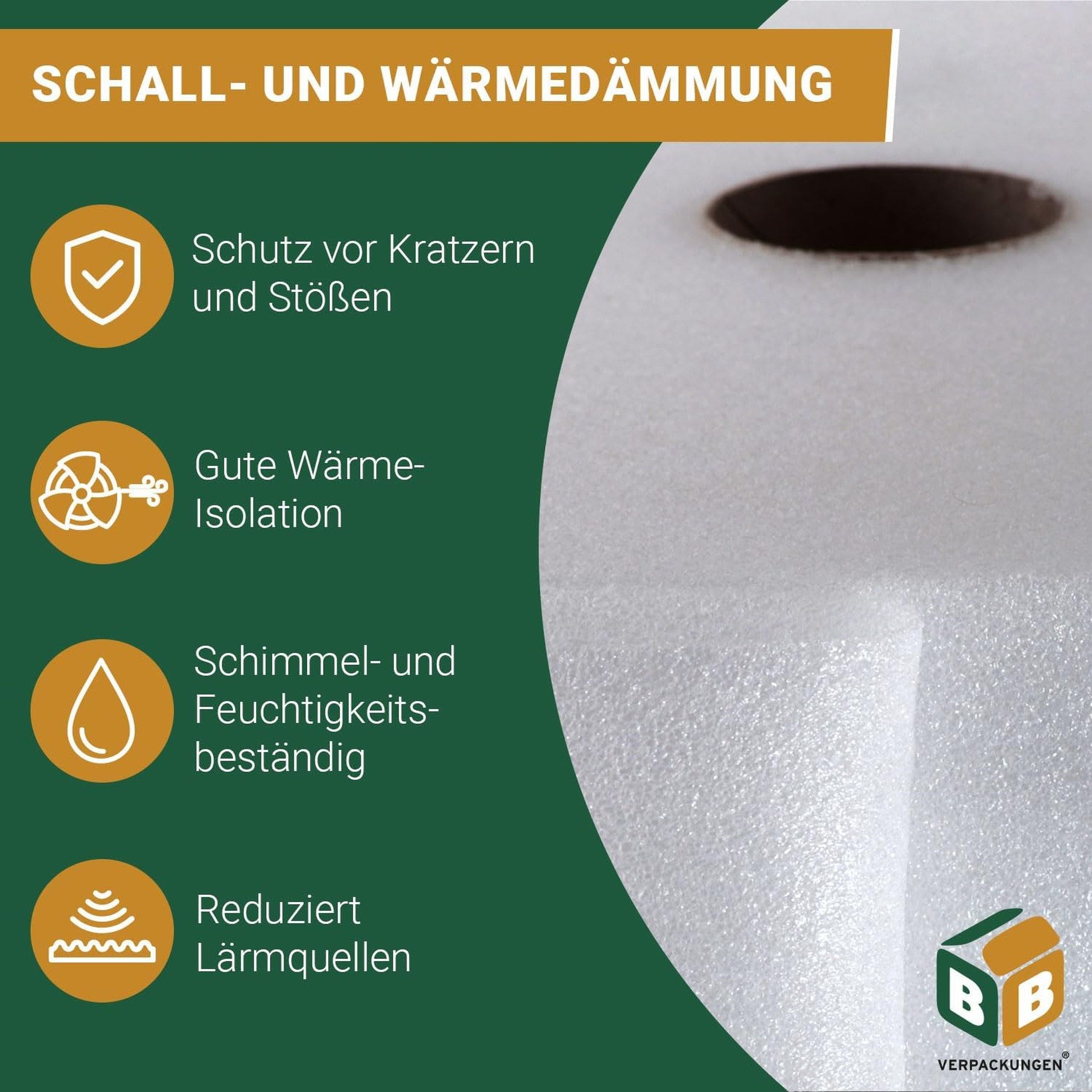 BB-Verpackungen Trittschalldämmfolie Trittschalldämmung 3 mm PE-Schaumfolie, 3 mm Stärke, 25 m² – Bild 3 von 5