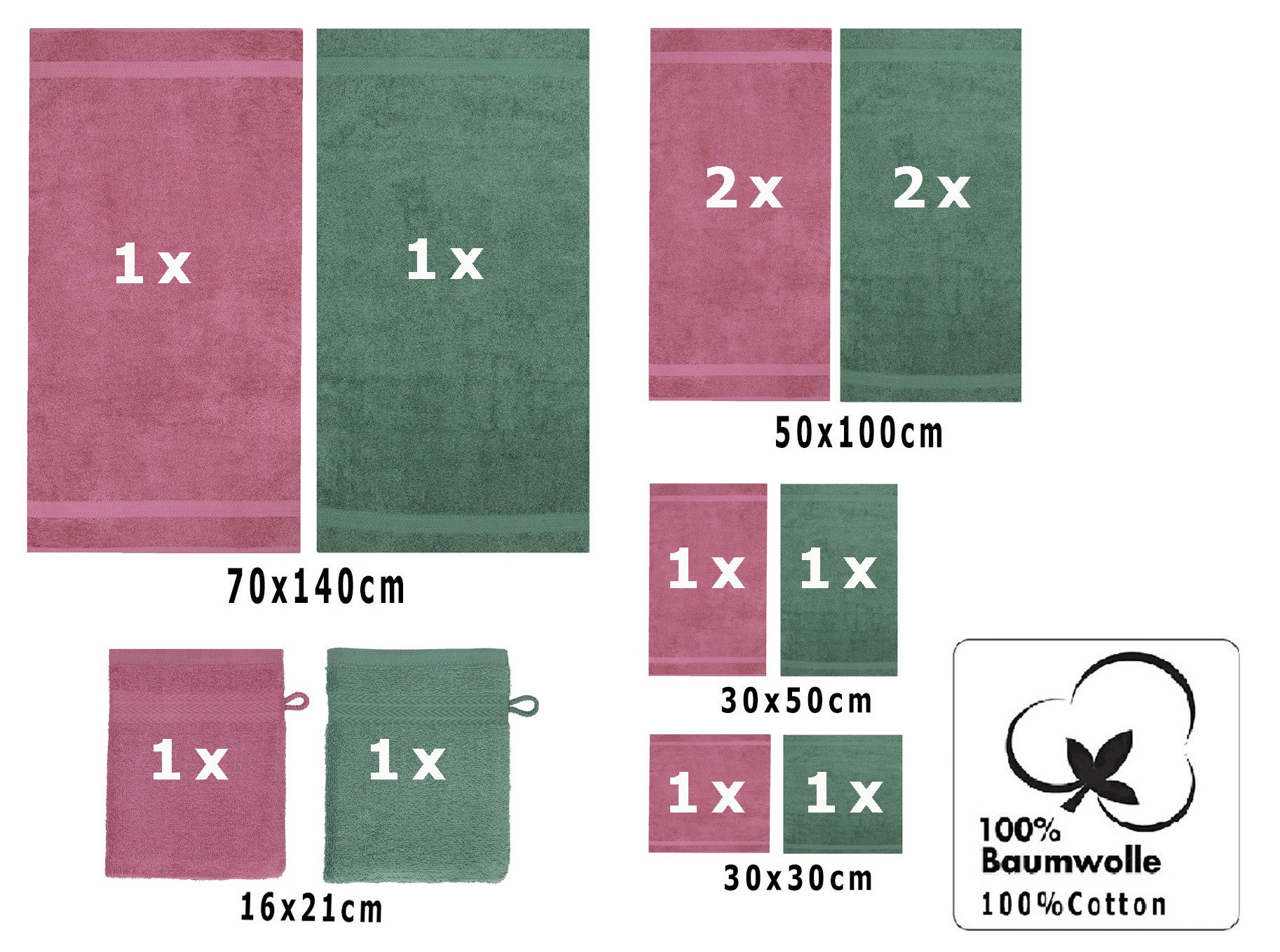 Betz Handtuch Set 12-TLG. Handtuch Set Premium Farbe Beere/tannengrün, 100% günstig online kaufen