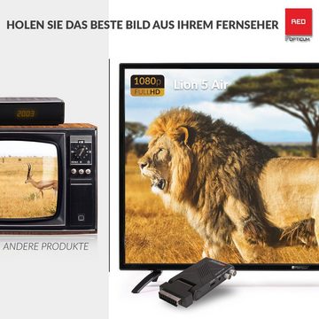 RED OPTICUM AX Lion 5 AIR DVB-T2 Receiver mit Aufnahmefunktion DVB-T2 HD Receiver (externer IR Sensor mit LED Display - SCART, HDMI, USB,12V Netzteil)