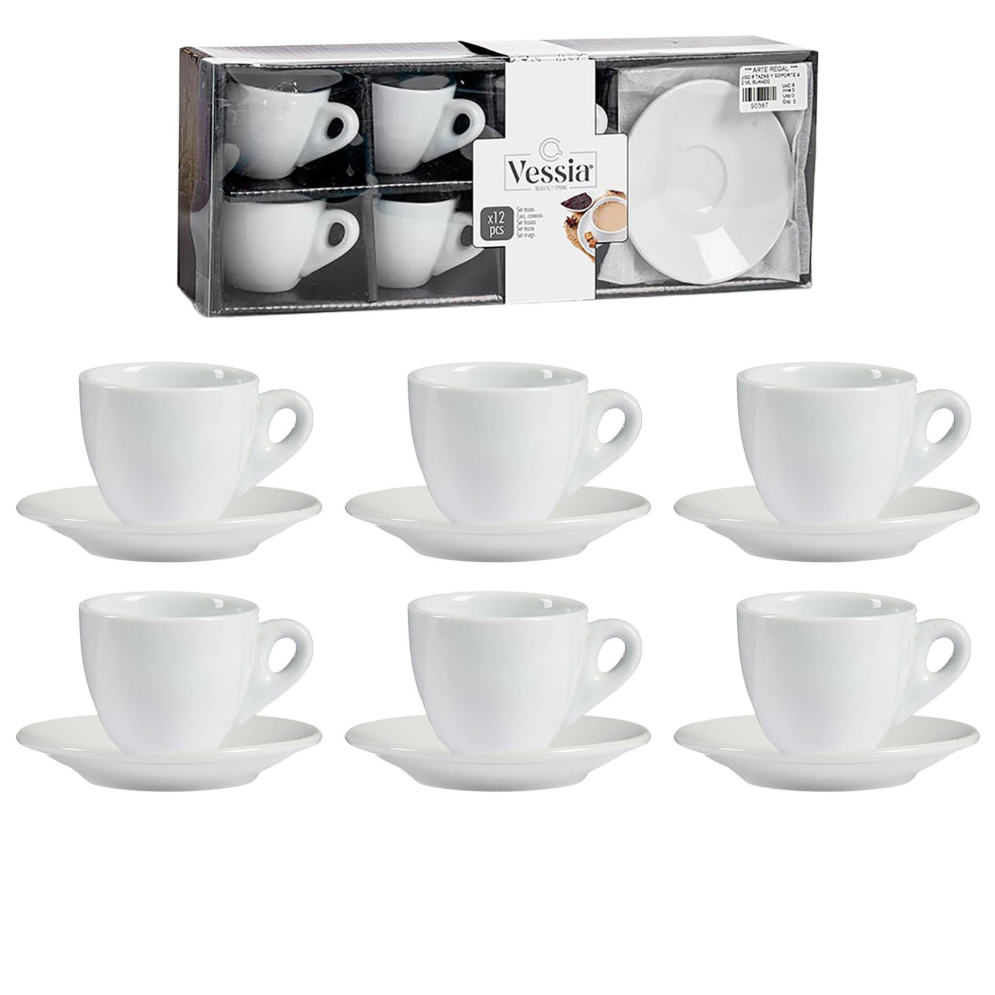 Annastore Tasse 6 x Tassen inklusive Untertellern Kaffeebecher Teetassen,  Espressotassen, Kaffeetassen, Kakaotassen Cappuccinotassen