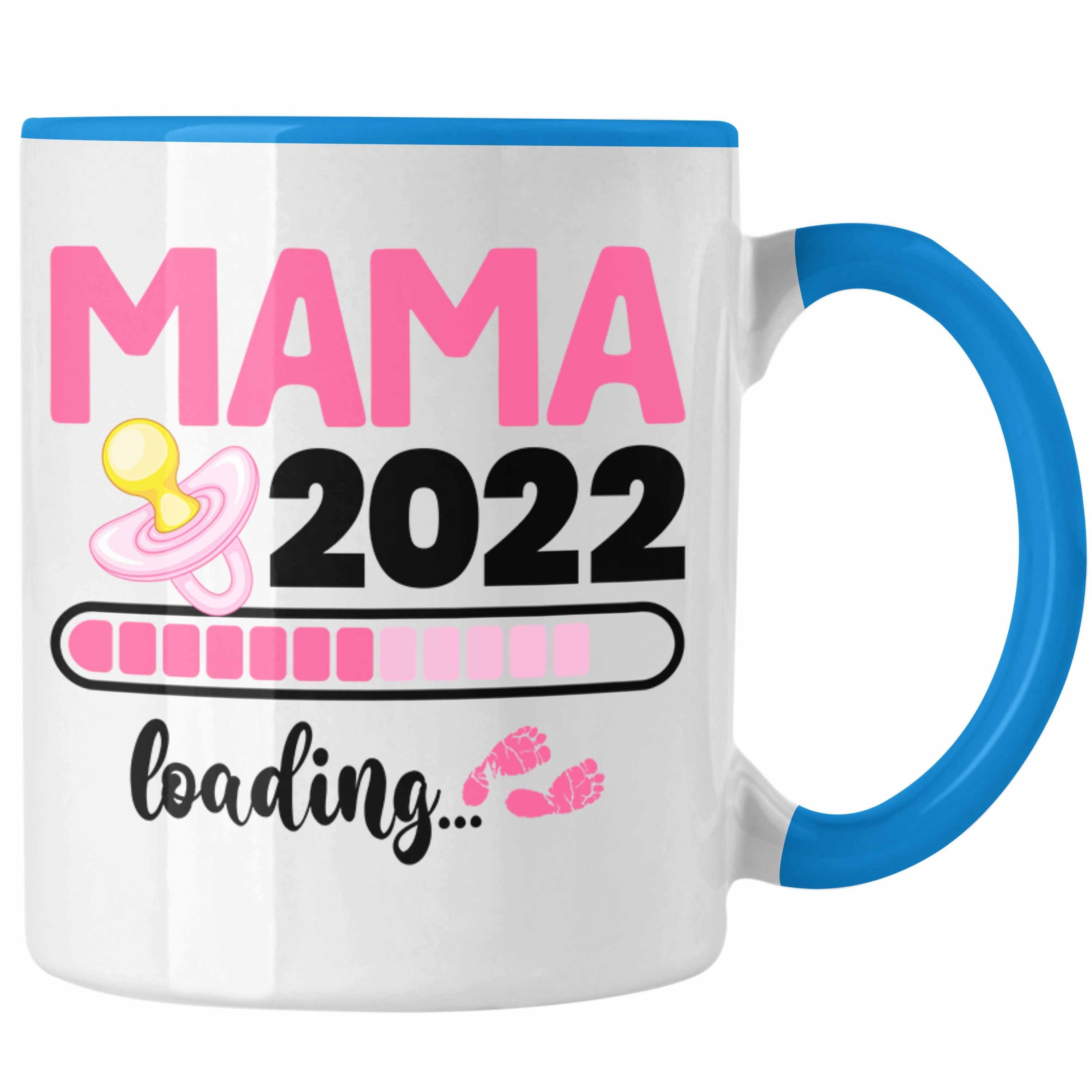 Trendation Tasse Trendation - Mama 2022 Loading Tasse Schwanger Schwangerschaftsverkündung Überraschung Blau