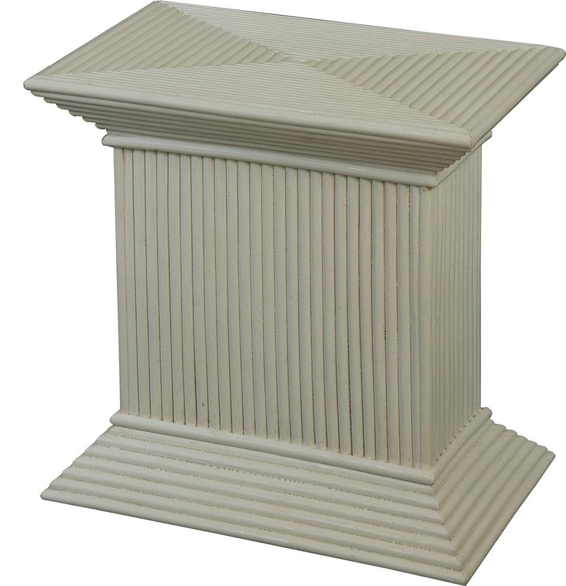 Krines Home Blumenständer Blumensäule, Pflanzenständer aus echtem Rattan/Blumenhocker 30x50x50cm Weiss