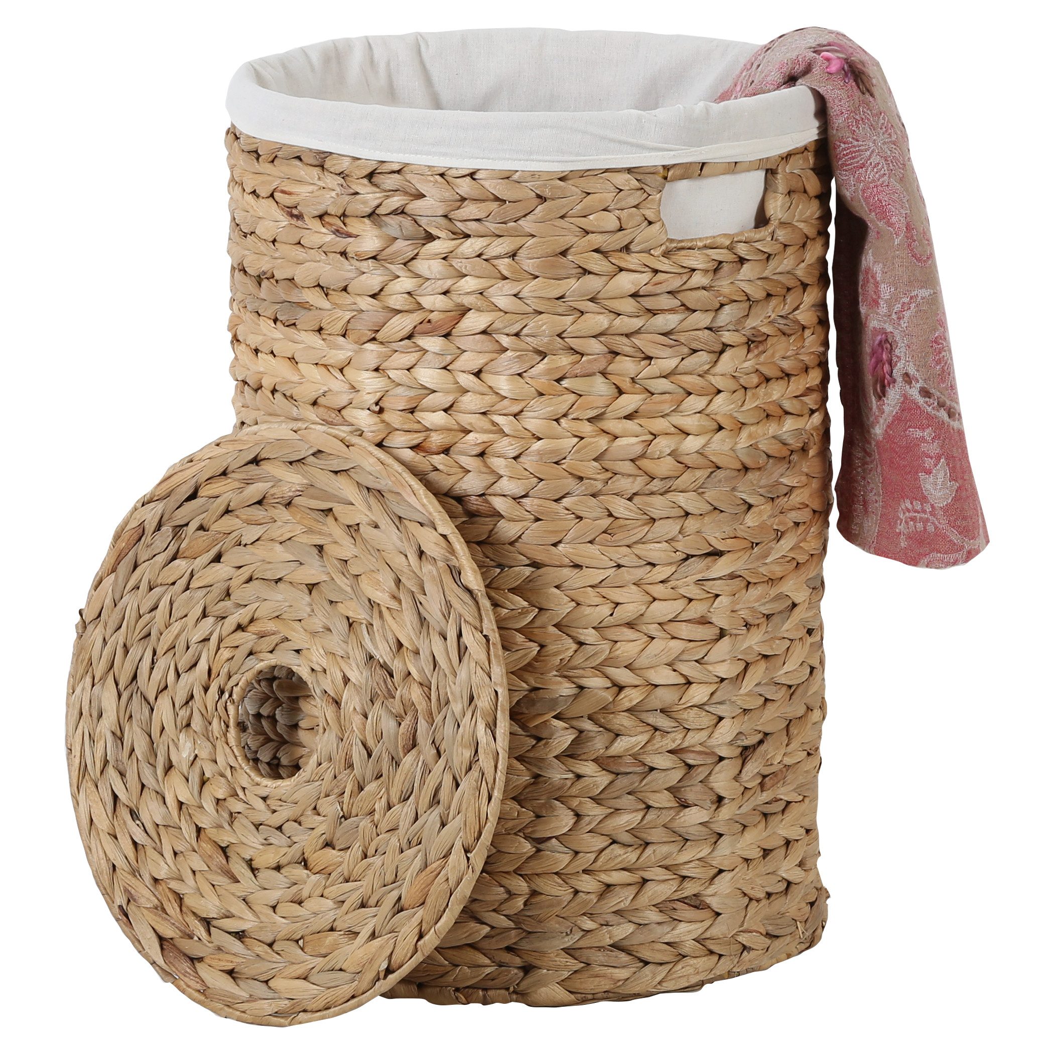 Casa Moro Wäschekorb geflochten Wäschesammler mit Deckel (Wäsche Korb Boho Chic Flechtkorb), Wäschetonne rund mit Griff Zenta S IN800