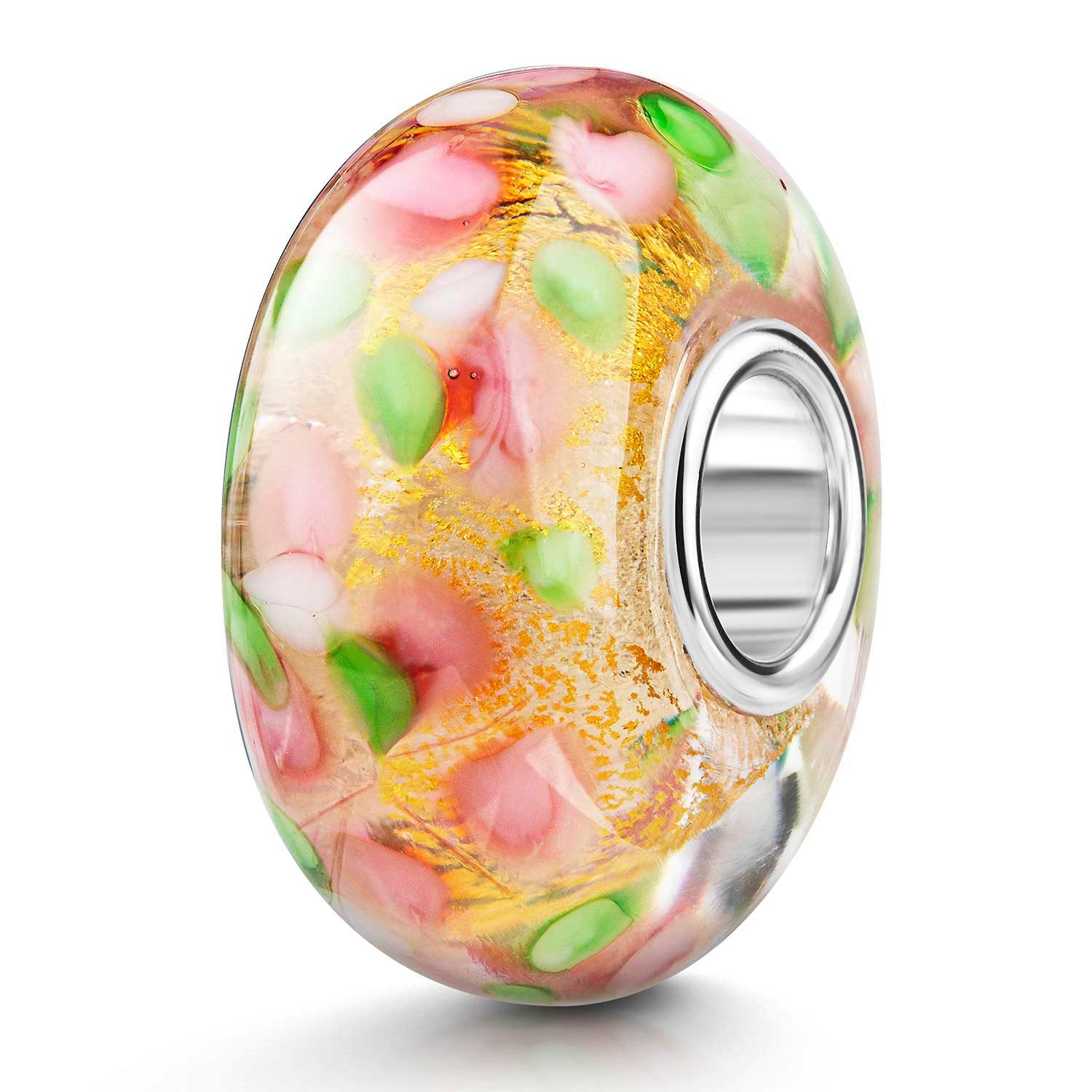 Bead Rosa Grün Weiß Glitzerfolie Gold 1092