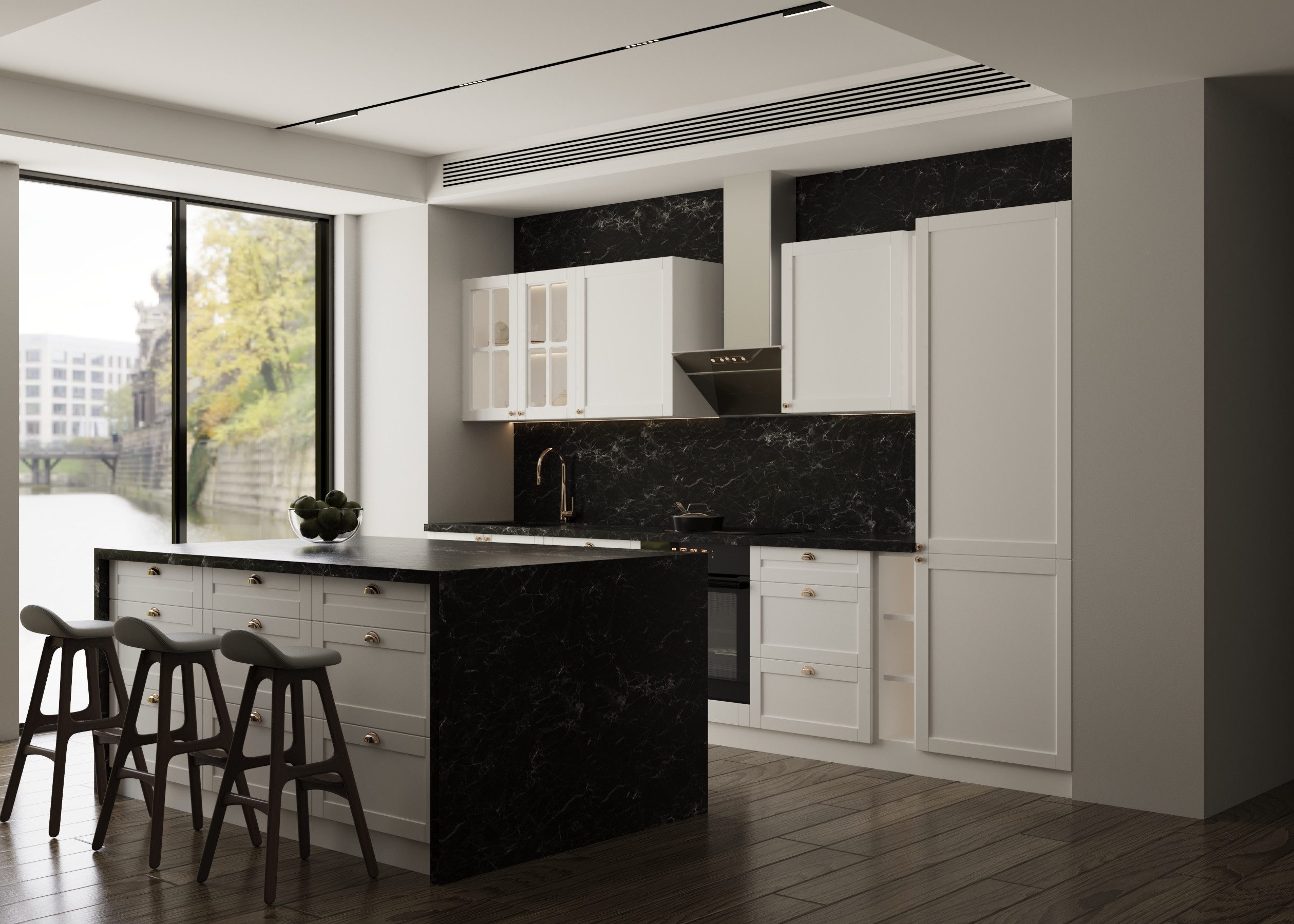 ROYAL24_MARKT Кухниzeile K26-G340 - Linea - Stilvolles Design und viel Stauraum, (Komplett Set), Hochwertig - Modern - Exklusiv.