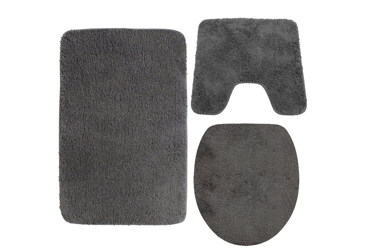 NYVI Badematte Badematten Set 3 teilig NYVISpa Lasalle Badezimmerteppich Set, Höhe 20 mm, Polyester, Badematte 50x80 + WC Vorleger mit Ausschnitt 45x50 + WC Deckelbezug