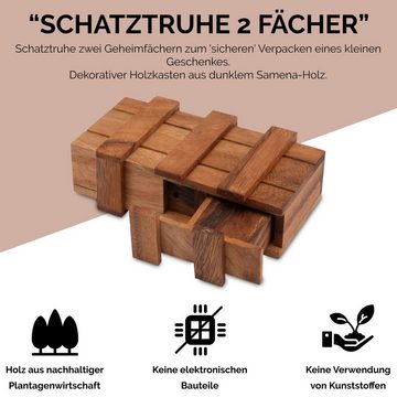 Logoplay Holzspiele Spiel, Schatztruhe mit 2 Geheimfächern - Schatzkiste - GeschenkverpackungHolzspielzeug