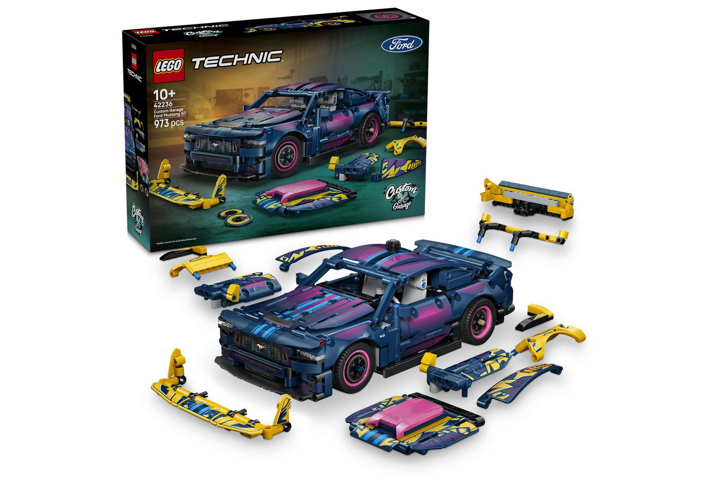 LEGO® Ford Mustang GT Auto aus der Tuning-Werkstatt (42236), LEGO Technic Konstruktionsspielsteine, (973 St), Made in Europe