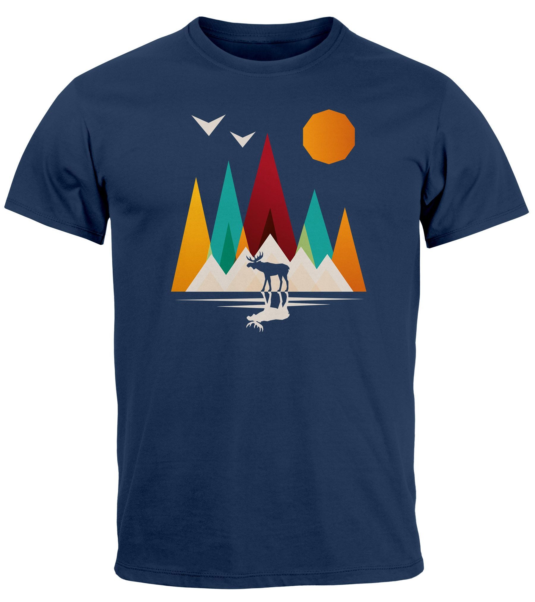 Neverless Print-Shirt Herren T-Shirt Berge Elch günstig online kaufen