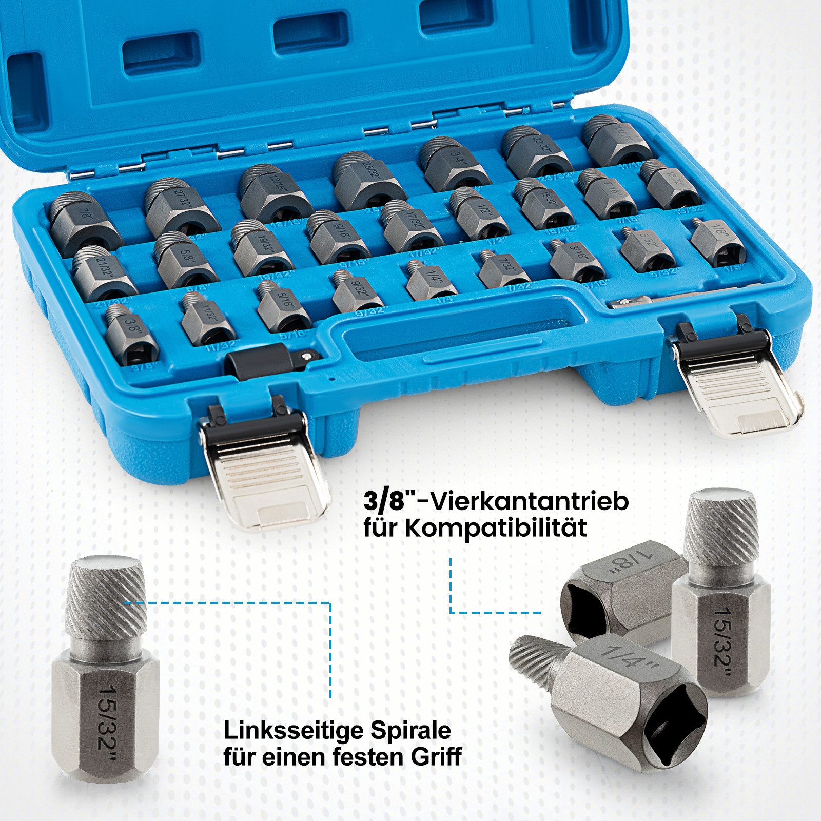 COSTWAY Werkzeugset, (27-tlg), Schraubenausdreher Set mit 3/8-Zoll-Antrieb Blau