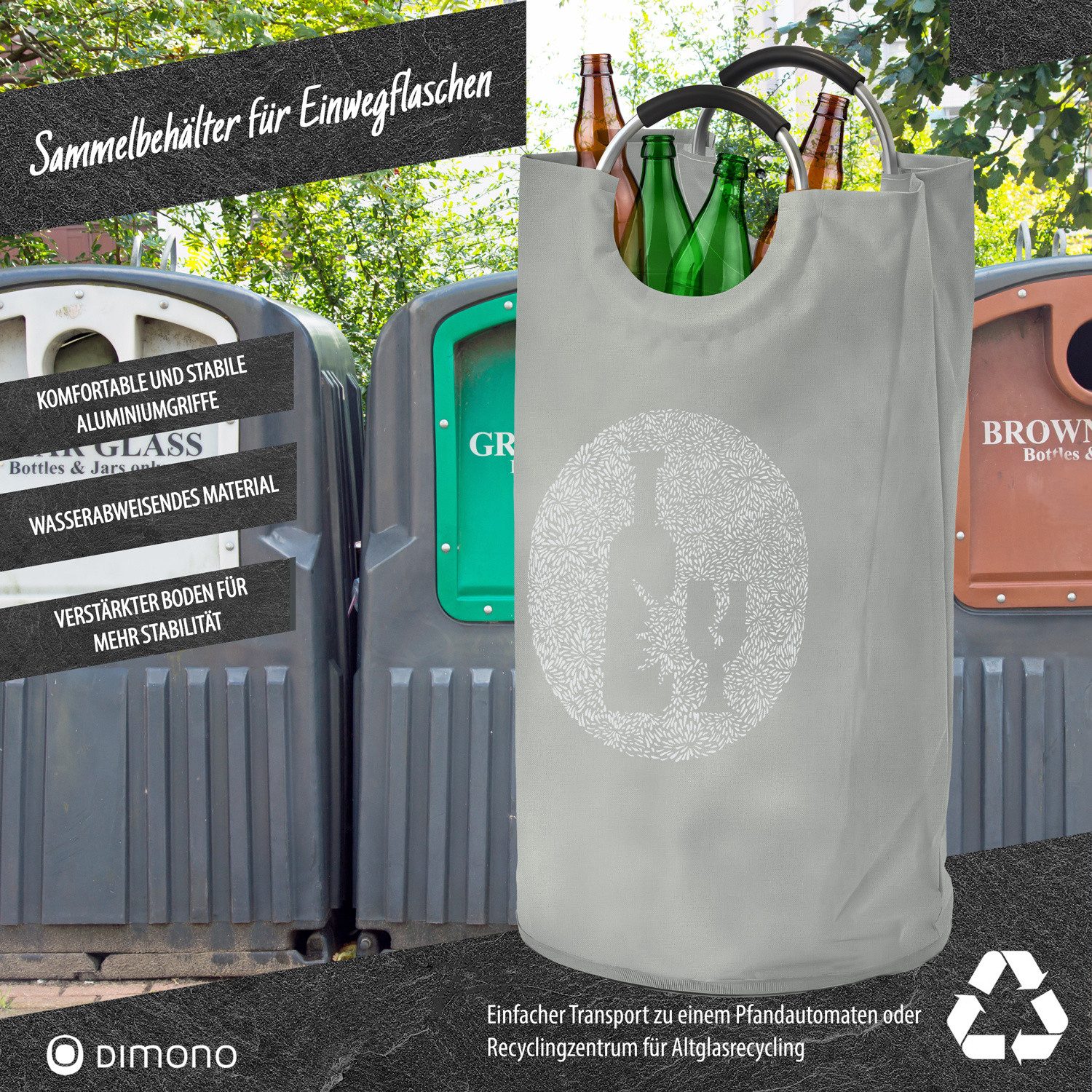 Dimono Flaschensammler Dimono Flaschensammler – Faltbarer Pfandbehälter & Leergutkorb (Leergut-Korb & Spielzeugbeutel, Faltbarer Haushalts-Organizer), Recycling Pfandbehälter