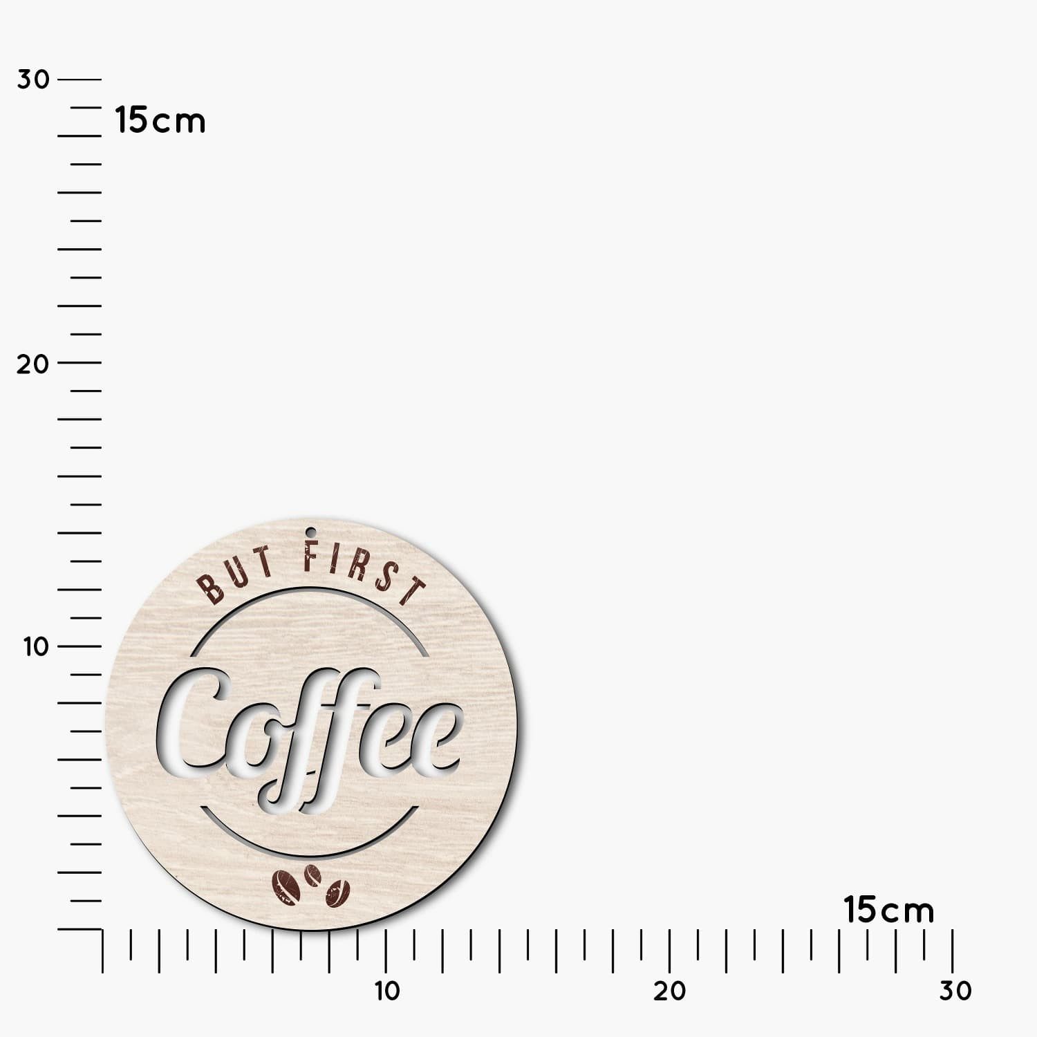Namofactur Dekohänger Hängedeko 'But first Coffee' Holz Schild rund Gravur Holzbild Kaffee, Tischdeko Cafe Spruch, Deko Küche, Wohnzimmer zum Aufhängen