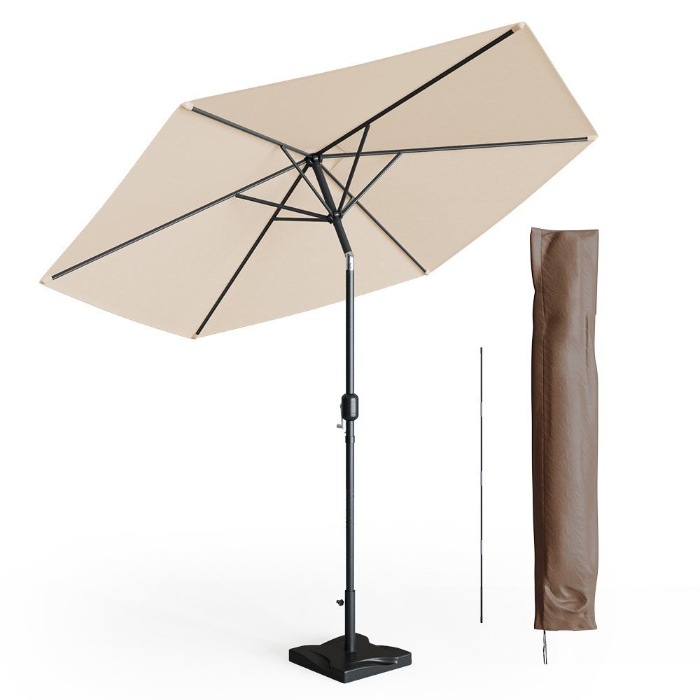 Oskar-Store Sonnenschirm »270cm Set beige inkl Schutzhülle + Ständer  Gartenschirm« online kaufen | OTTO