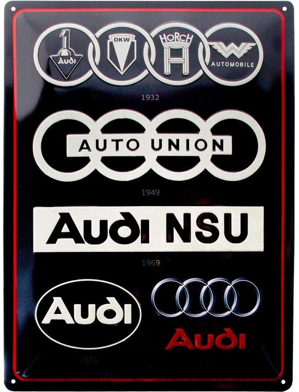 Nostalgic-Art Metallschild Blechschild 30 x 40 cm - Audi - Audi - Logo Evolution