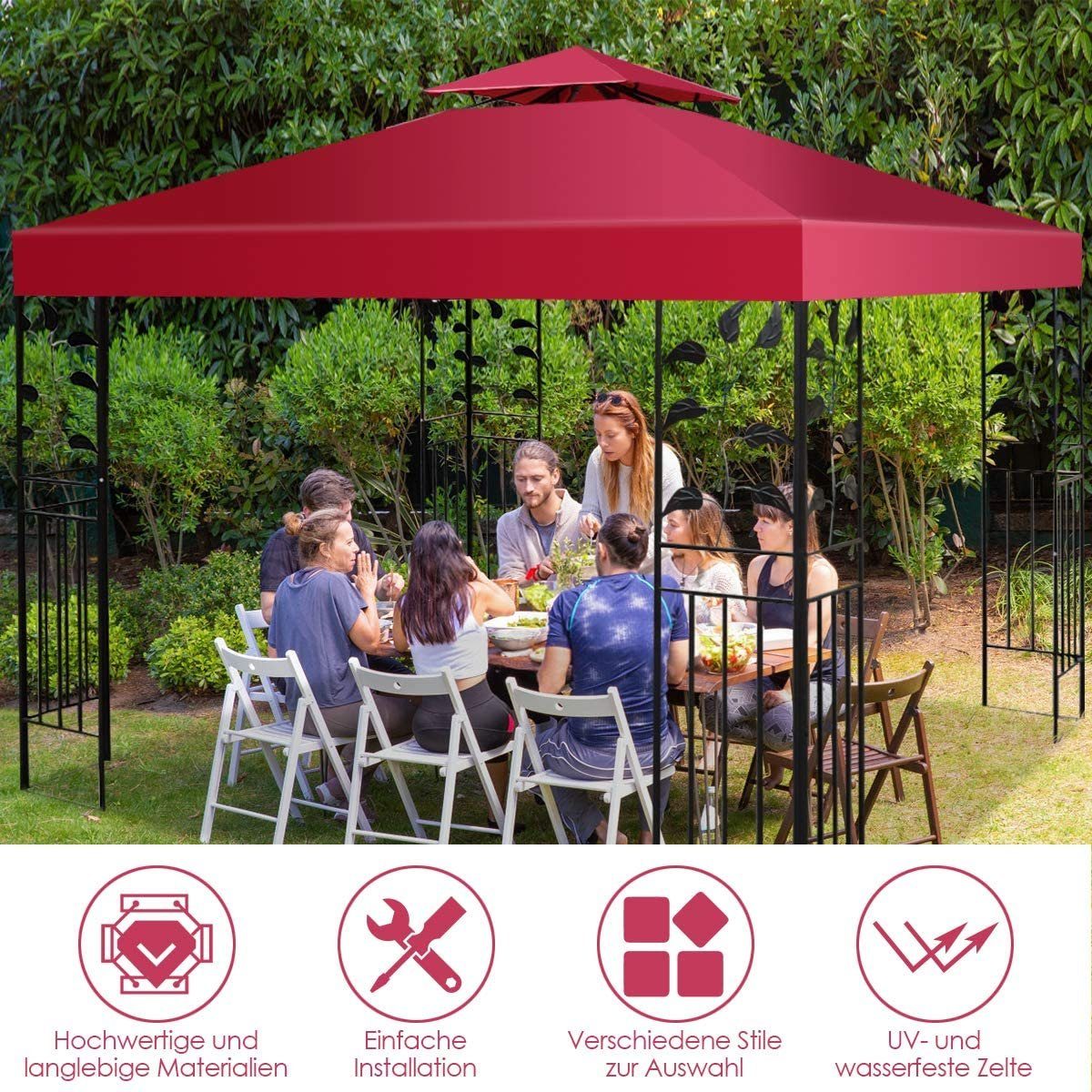 KOMFOTTEU Pavillon-Ersatzdach 3x3 m, Wasserabweisend, Doppeldach, günstig online kaufen