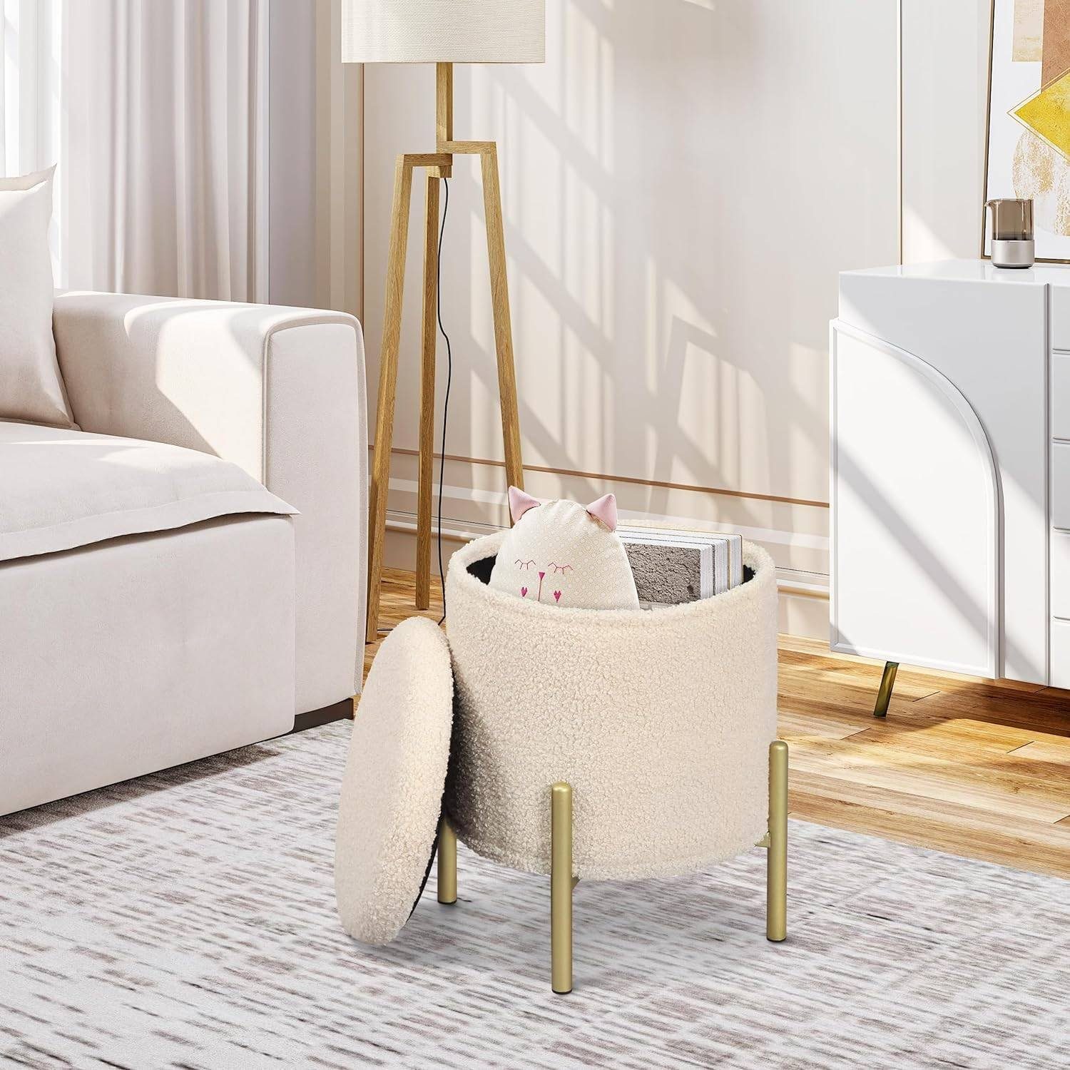 EUGAD Sitzhocker (1 St), mit Stauraum faltbar, Polsterhocker aus Teddyfleec günstig online kaufen