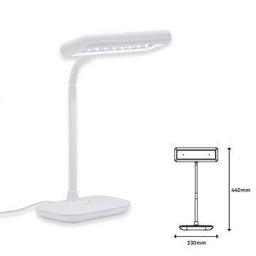 Briloner Leuchten LED Schreibtischlampe 7488-016, schwenkbar, An-/Ausschalter, LED fest verbaut, Kaltweiß, Tischlampe, 42x3,5cm, Weiß, 8W, Leselampe, Schreibtisch, Büro, Bett