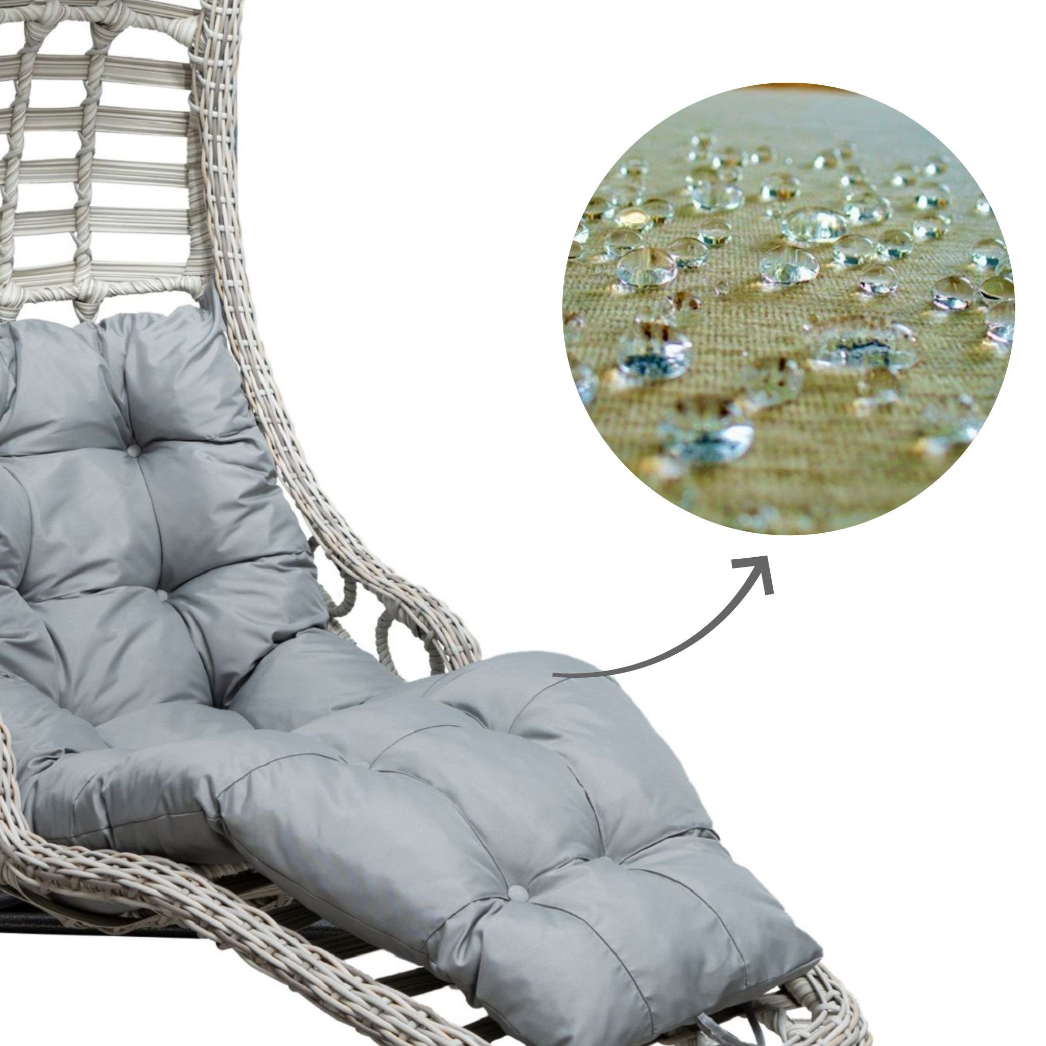 gowoll Hängesessel mit Gestell und Kissen Handgeflechtet Rattan Gartenschaukel Bodrum, mit Relaxfunktion