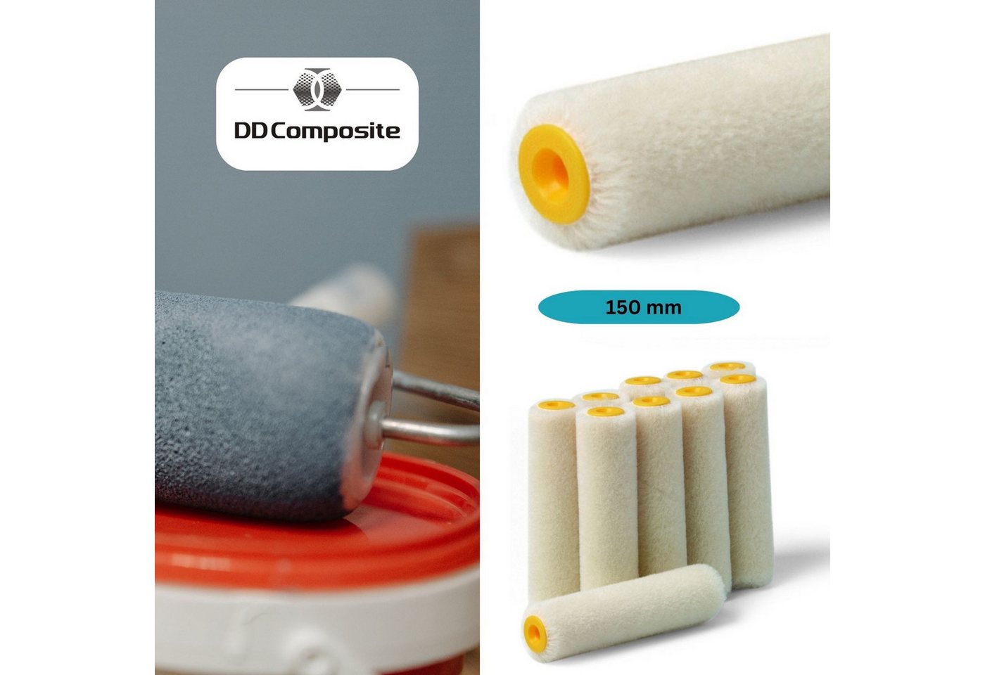 Thumbnail - DD Composite Farbwalze Lackwalze Velour Sets 150mm (10 Stück)