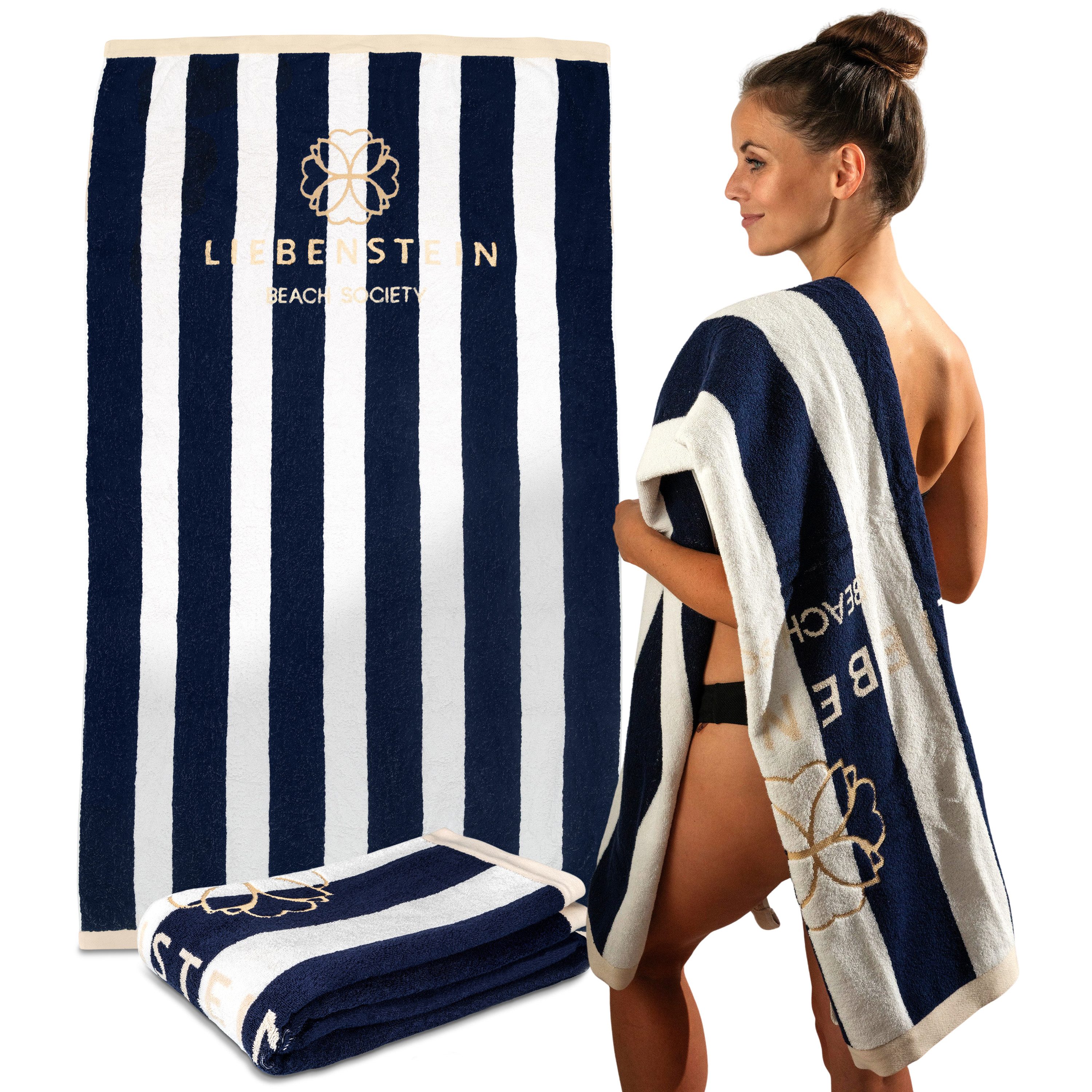 Liebenstein Strandtuch Premium Badetuch aus Baumwolle, Weiches Reisehandtuch, 100x180 cm