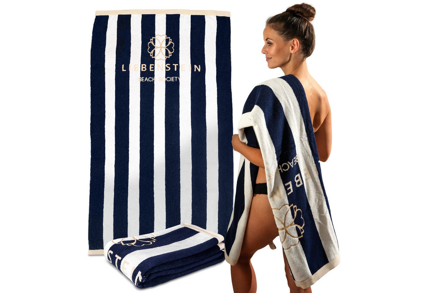 Liebenstein Strandtuch Premium Badetuch aus Baumwolle, Weiches Reisehandtuch, 100x180 cm