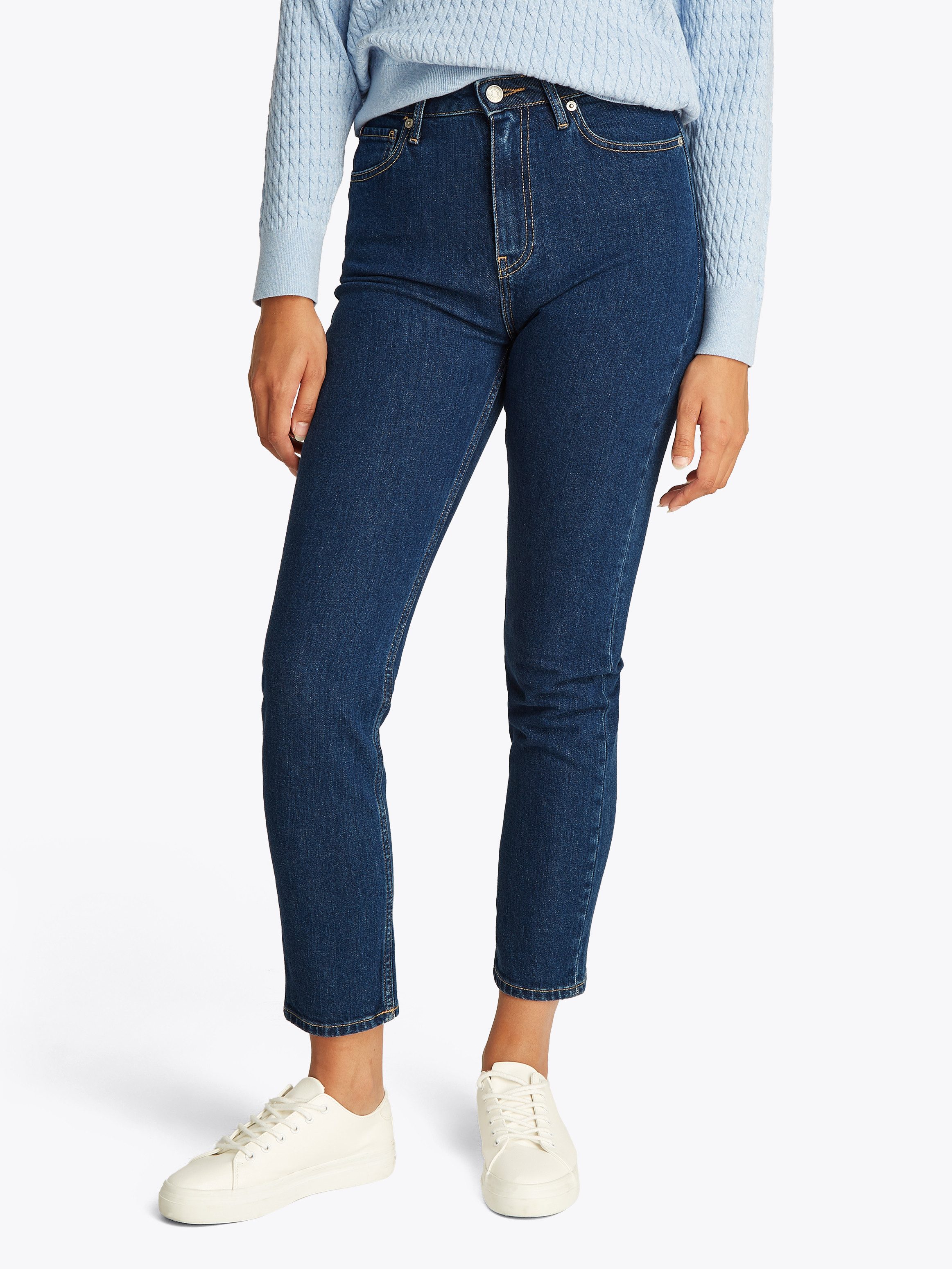 Tommy Hilfiger Slim-fit-Jeans Slim Cigarette High Waist mit Logo-Badge, in blauer Waschung