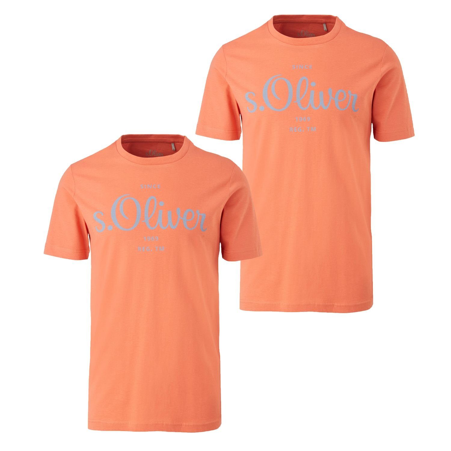 s.Oliver T-Shirt (2-tlg) mit Rundhals-Ausschnitt, kurzarm, Logo-Aufdruck im  2er Pack