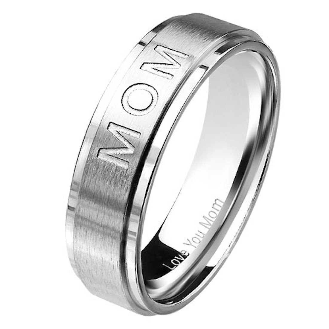 mit Love gebürstet Gravur You Band-Ring Damenring Love Mom, Taffstyle Gravur Damen Mom You Silber Fingerring Edelstahl Partnerring