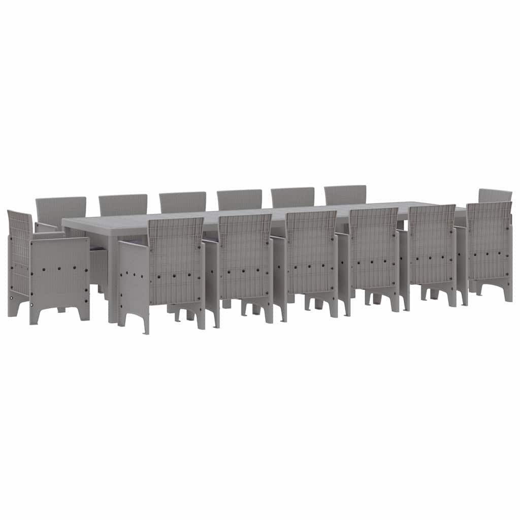 vidaXL Gartenlounge-Set Garten Essgruppe 15 stk. Hellgrau Polt Rattan, (15-tlg)
