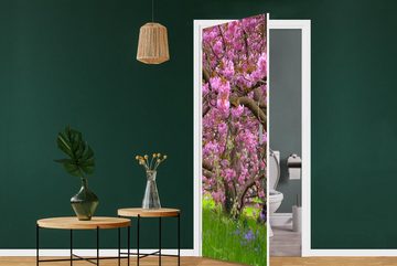MuchoWow Türtapete Kirschbaum - Blüte - Rosa, Matt, bedruckt, (1 St), Fototapete für Tür, Türaufkleber, 75x205 cm