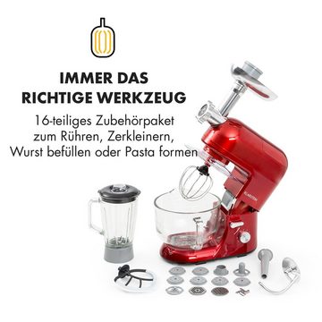 Klarstein Küchenmaschine mit Kochfunktion Lucia Rossa 2G, 2000 W, 5 l Schüssel, Knetmaschine Teigmaschine Teigknetmaschine Rührmaschine Fleischwolf