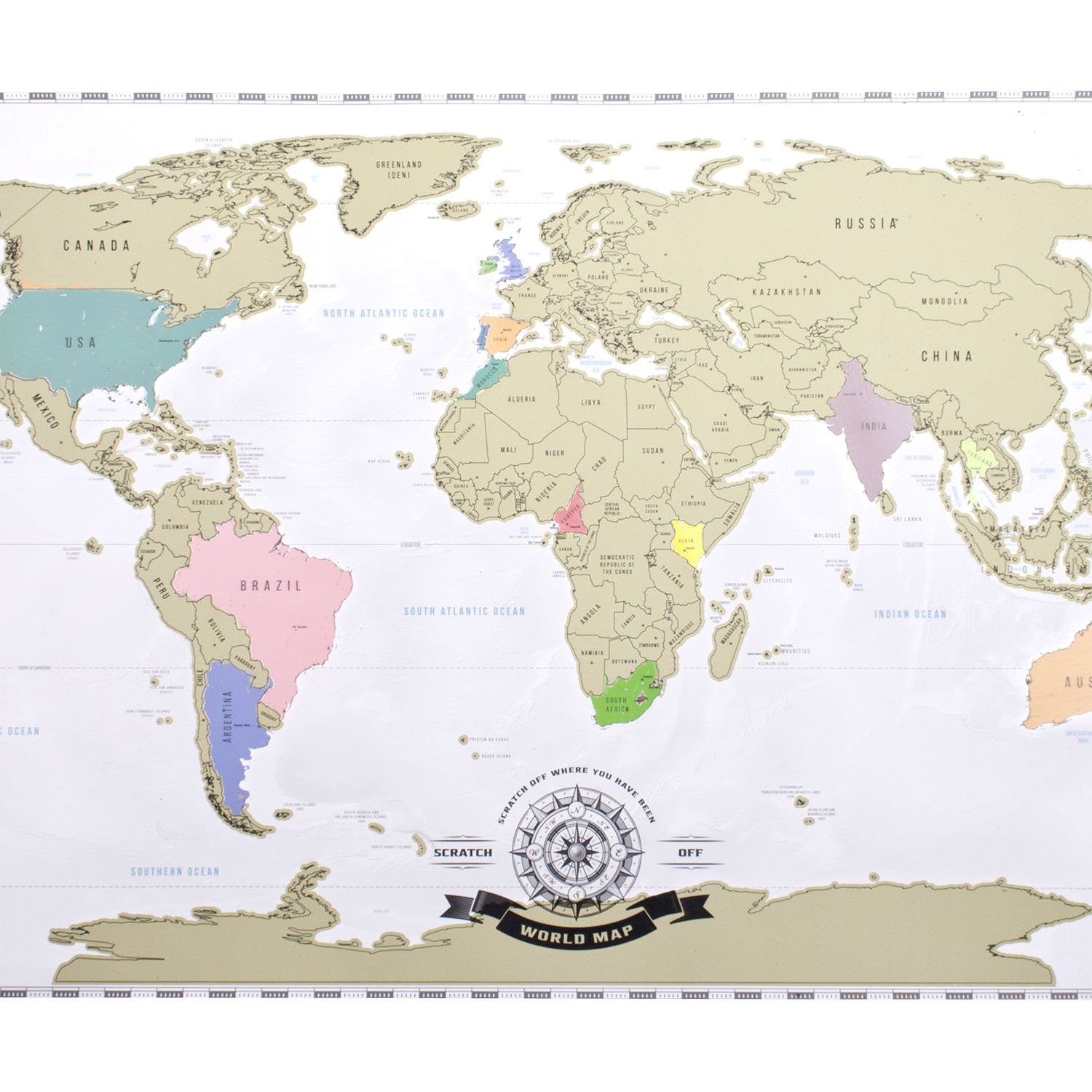 Goods+Gadgets Poster Scrape Off World Map – XXL Rubbelweltkarte Poster Travel Map Gift, XXL Weltkarte - Englisch
