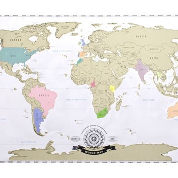 Goods+Gadgets Poster Scrape Off World Map Rubbelweltkarte, XXL Weltkarte - Englisch