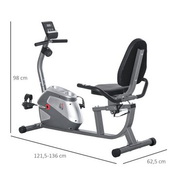 HOMCOM Heimtrainer mit LCD-Anzeige 8 stufig einstellbarem Magnetwiderstand Metall ABS (1-tlg., Nutzergewicht bis 110 kg), 121.5-136L x 62.5B x 98 H cm