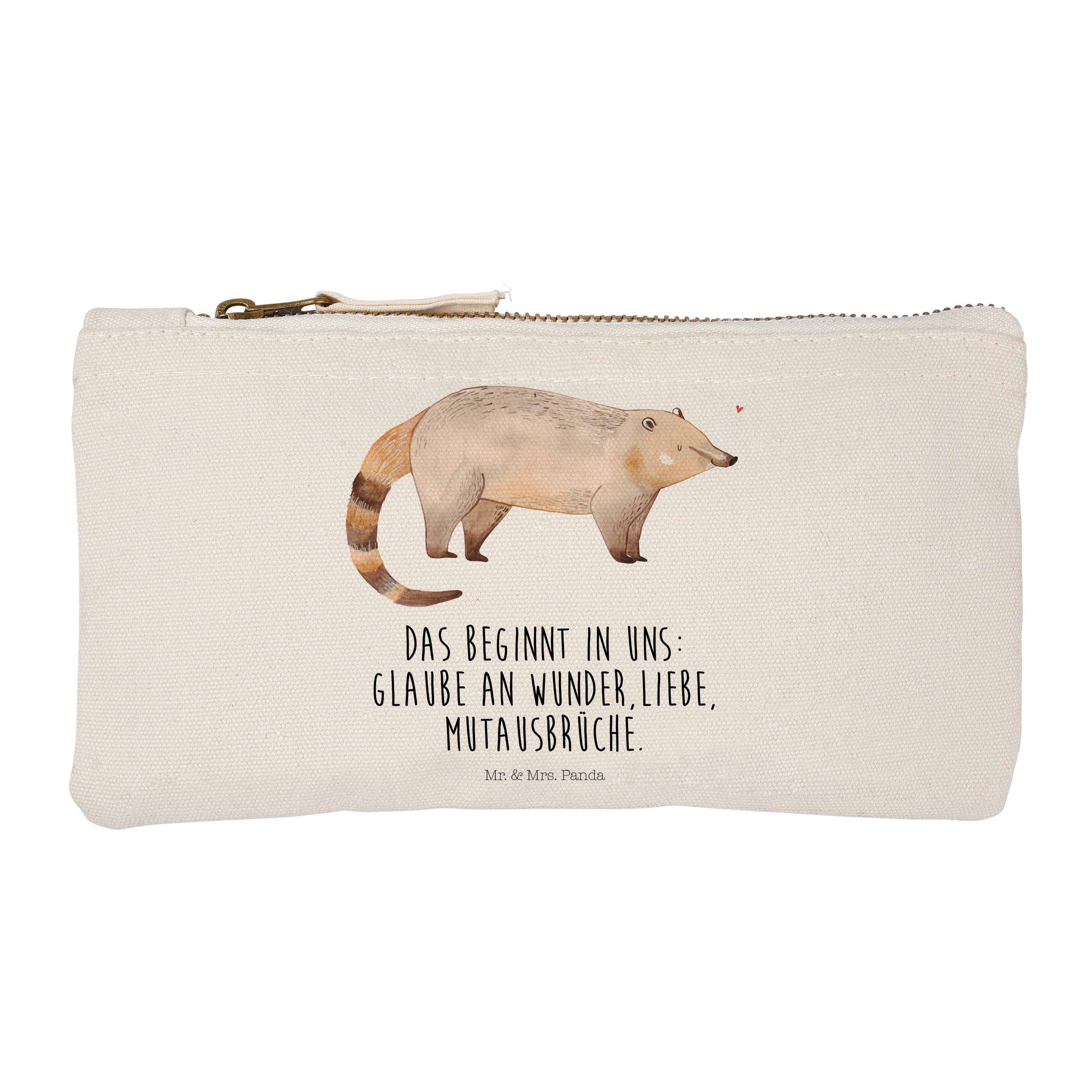 Mr. & Mrs. Panda Kosmetiktasche Nasenbaer - Weiß - Geschenk, Nasenbären, süße Tiermotive, Damen, Bär, (1-tlg) | Canvas-Taschen