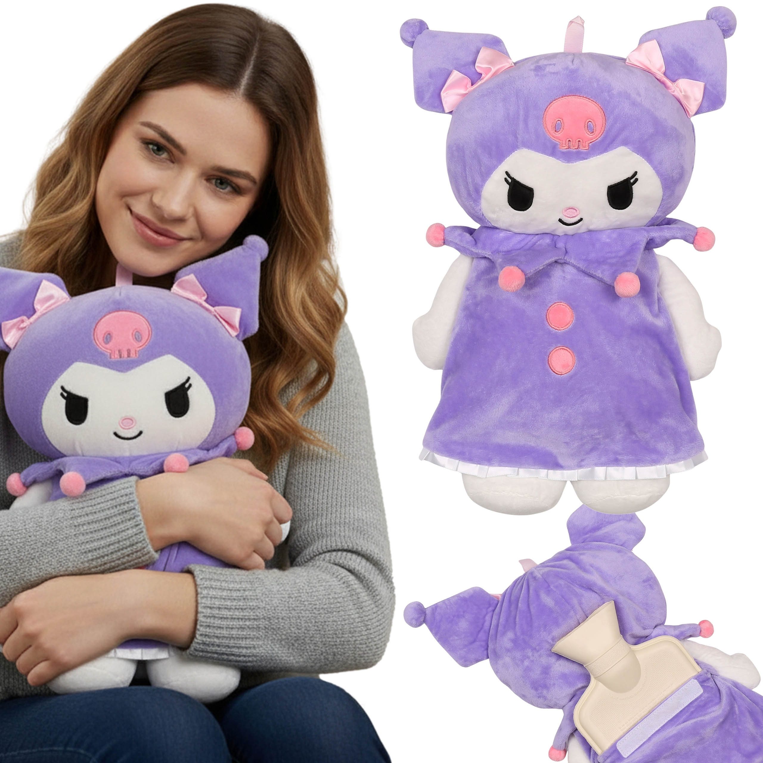 Wärmflasche Hello Kitty Kuromi Wärmflasche 750 ml mit weichem Bezug