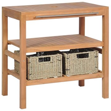 vidaXL Badezimmerspiegelschrank Waschtischunterschrank mit 2 Körben Massivholz Teak 74x45x75 cm (1-St)