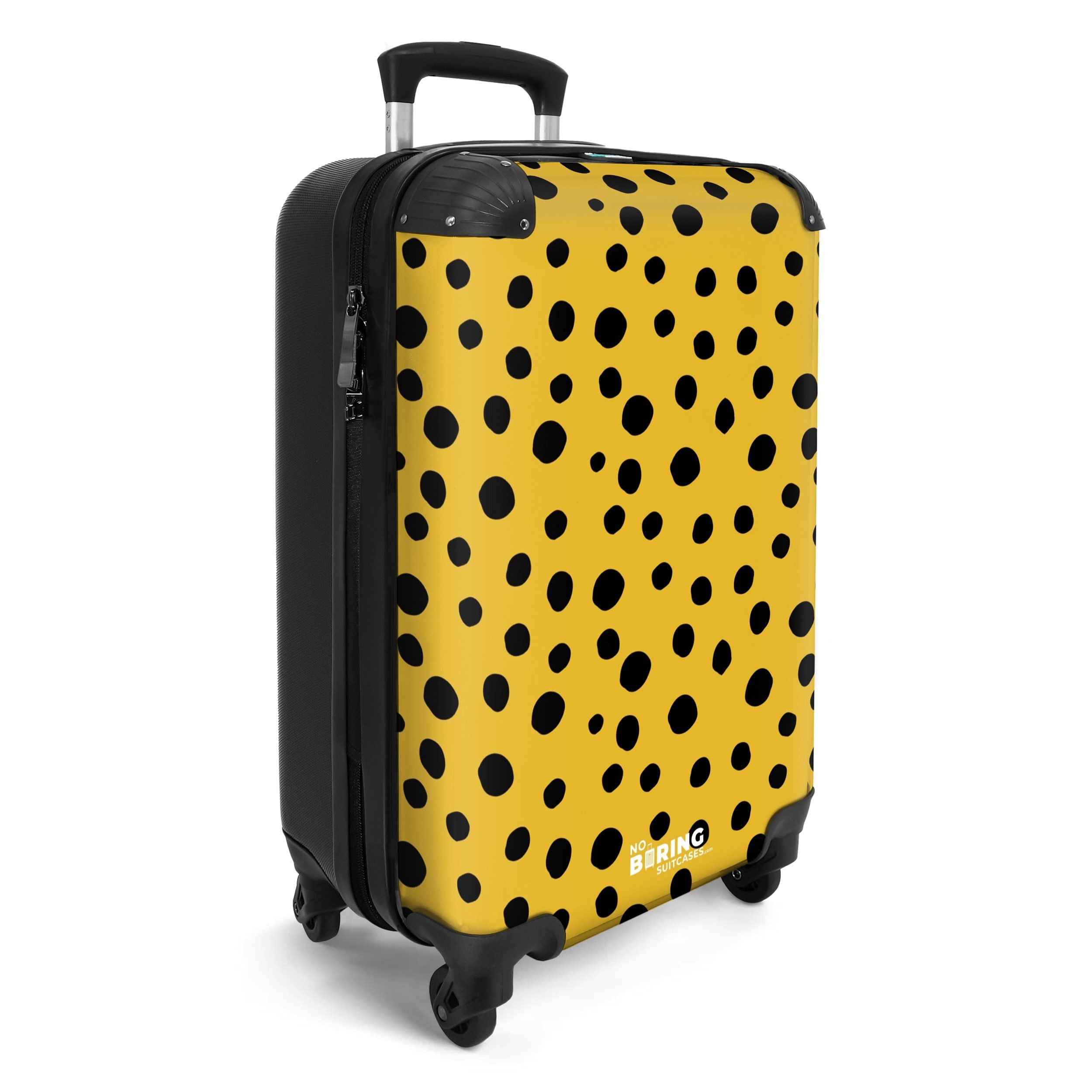 NoBoringSuitcases.com© Hartschalen-Trolley Schwarze Punkte auf gelbem günstig online kaufen