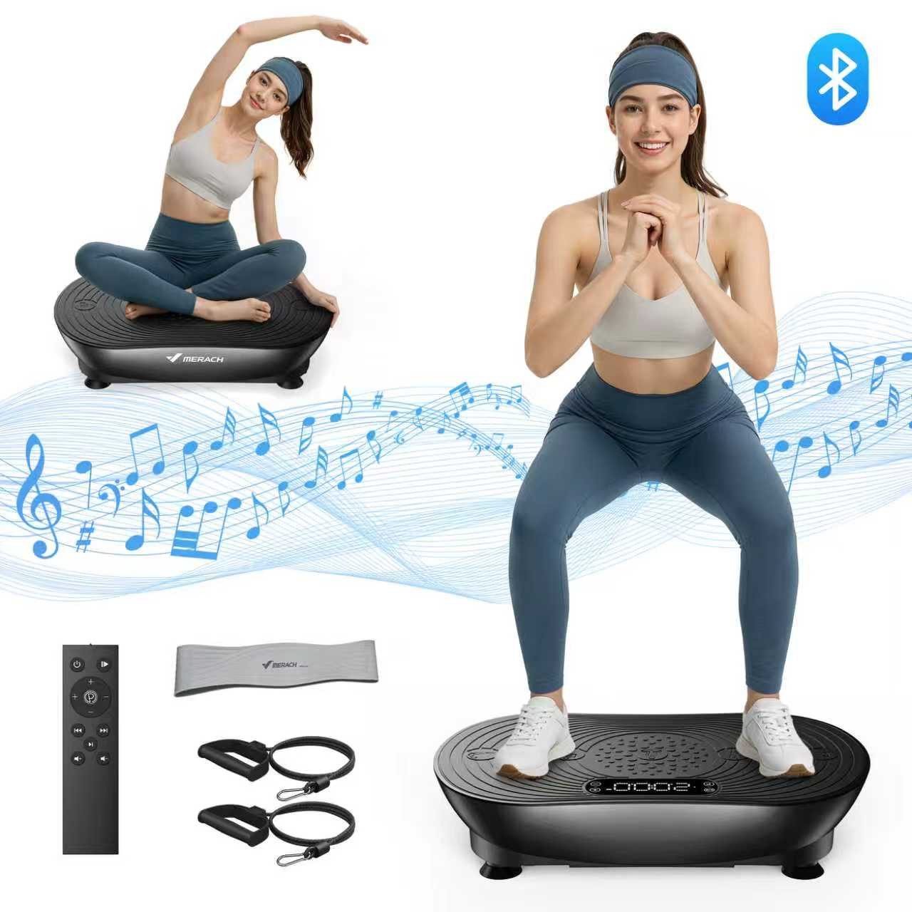 MERACH Vibrationsplatte leise und Kompakte Vibrationsplatte mit LED-Display, 150 W, 99 Intensitätsstufen, (1 tlg), mit Fernbedienung, für Ganzkörpertraining zu Hause, bis 150 kg
