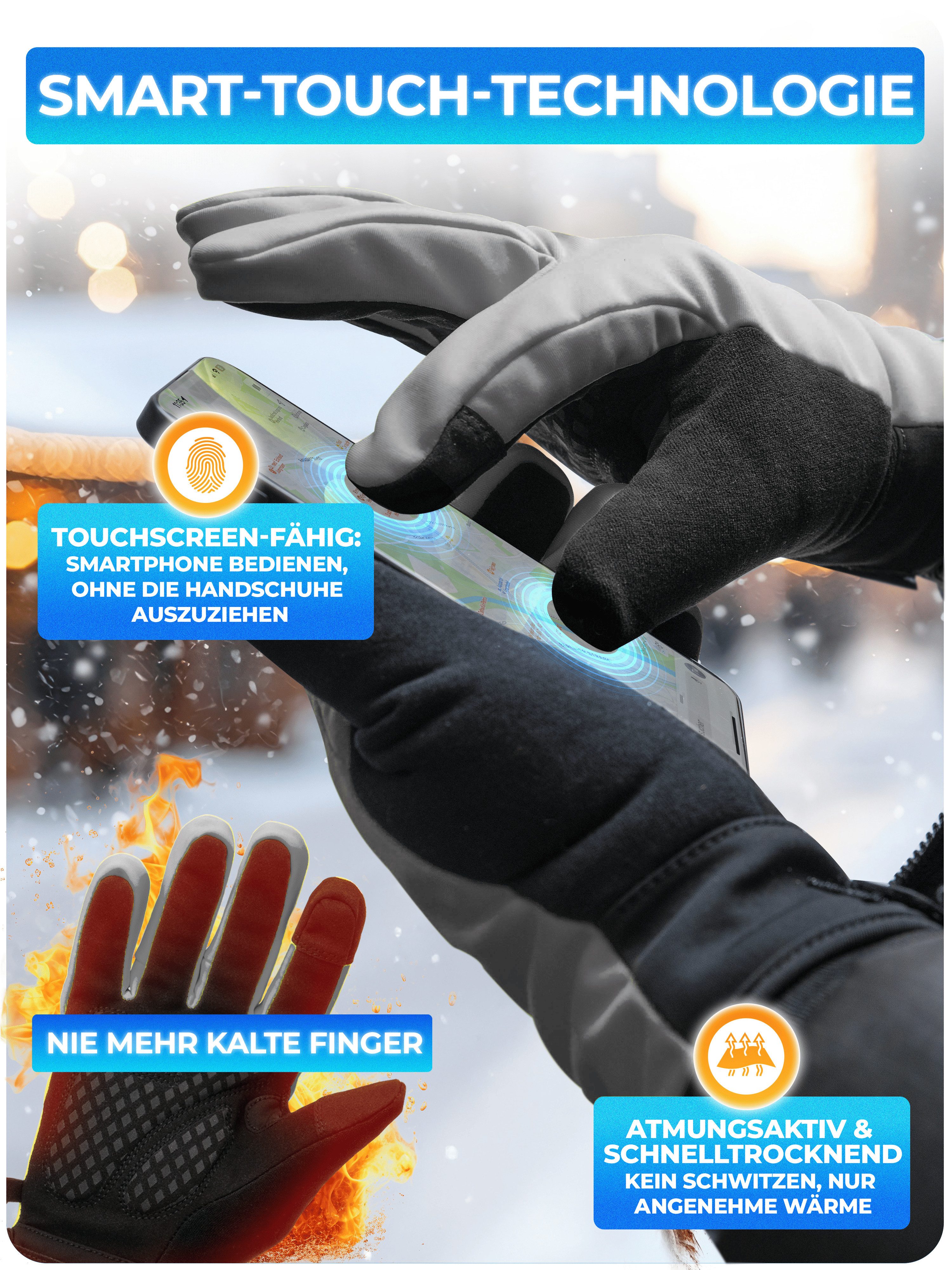 MIVELO Fahrradhandschuhe extra warme Thermo-Fleece Winterhandschuhe wasserfest und winddicht 3M-Thinsulate Isolierung – Bild 5 von 5