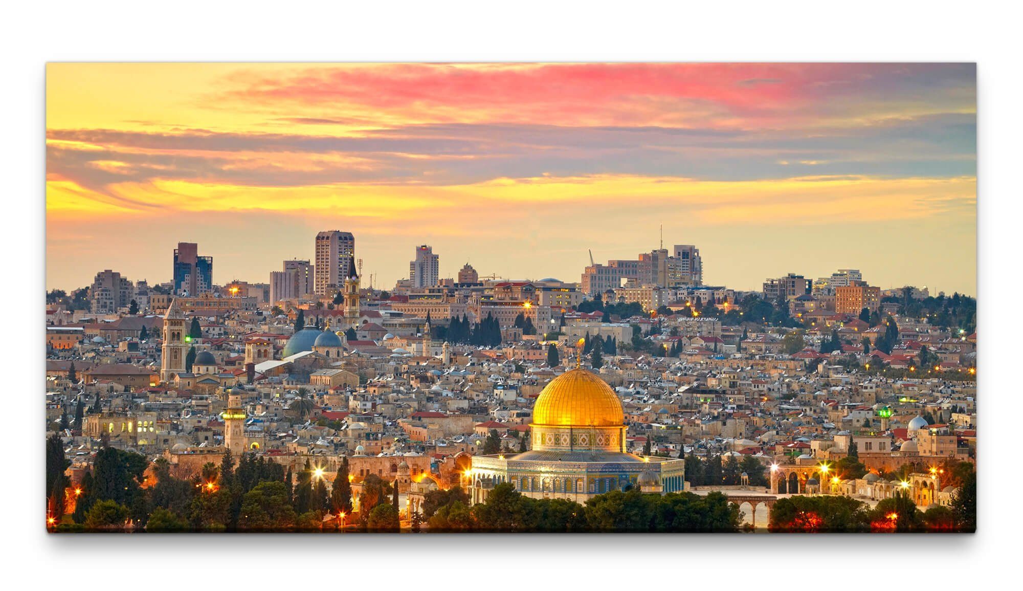 möbel-direkt.de Leinwandbild Bilder XXL Jerusalem 50x100cm Wandbild auf Leinwand