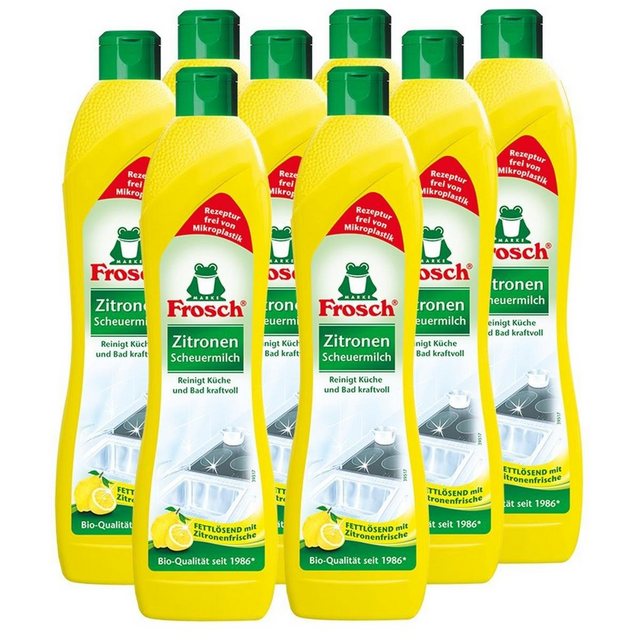 FROSCH 8x Frosch Zitronen Scheuermilch 500 ml – Reinigt Bad und Küche kraftvo Spezialwaschmittel
