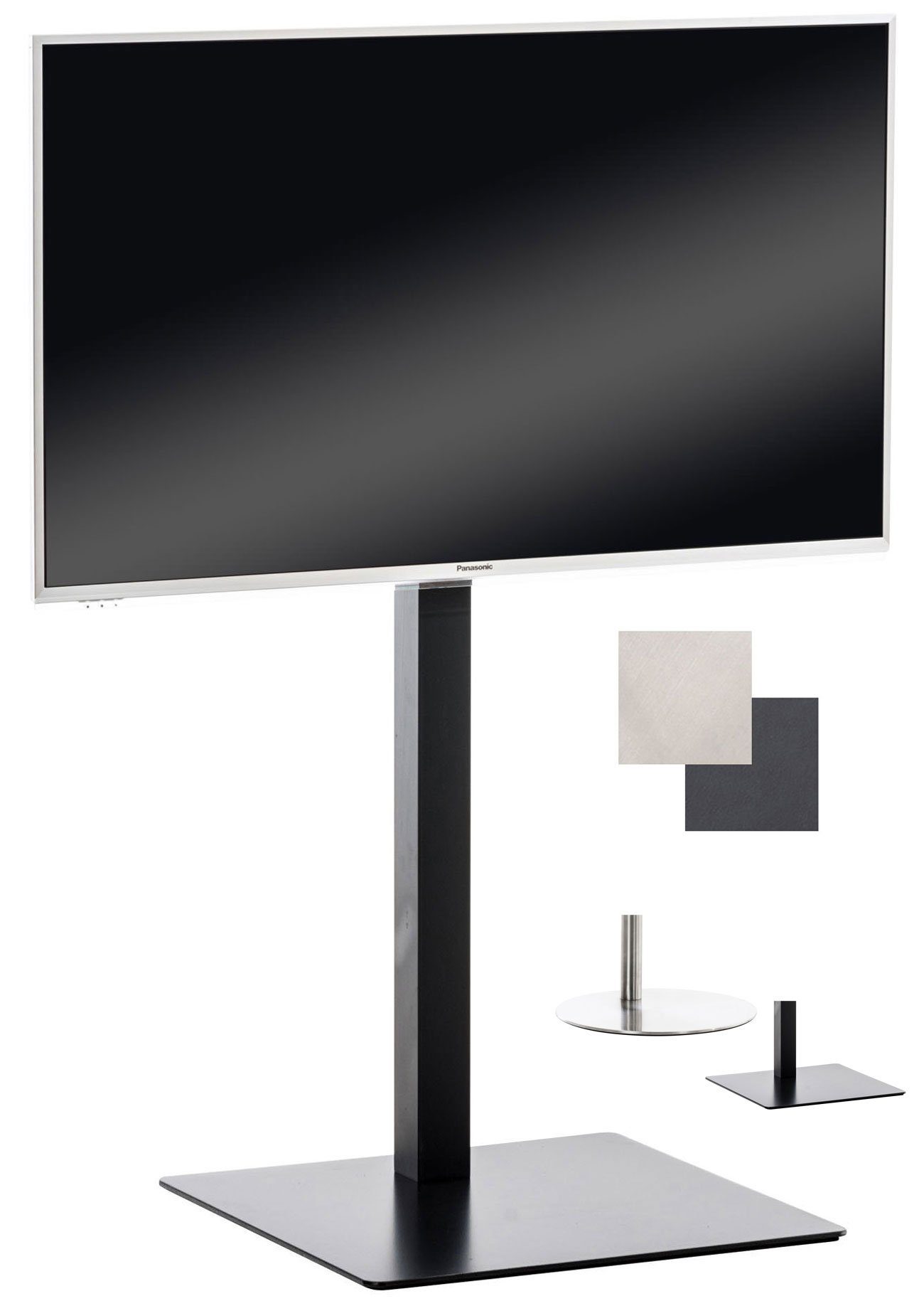 CLP TV Ständer aus Edelstahl oder Metall TV-Standfuß schwarz-matt