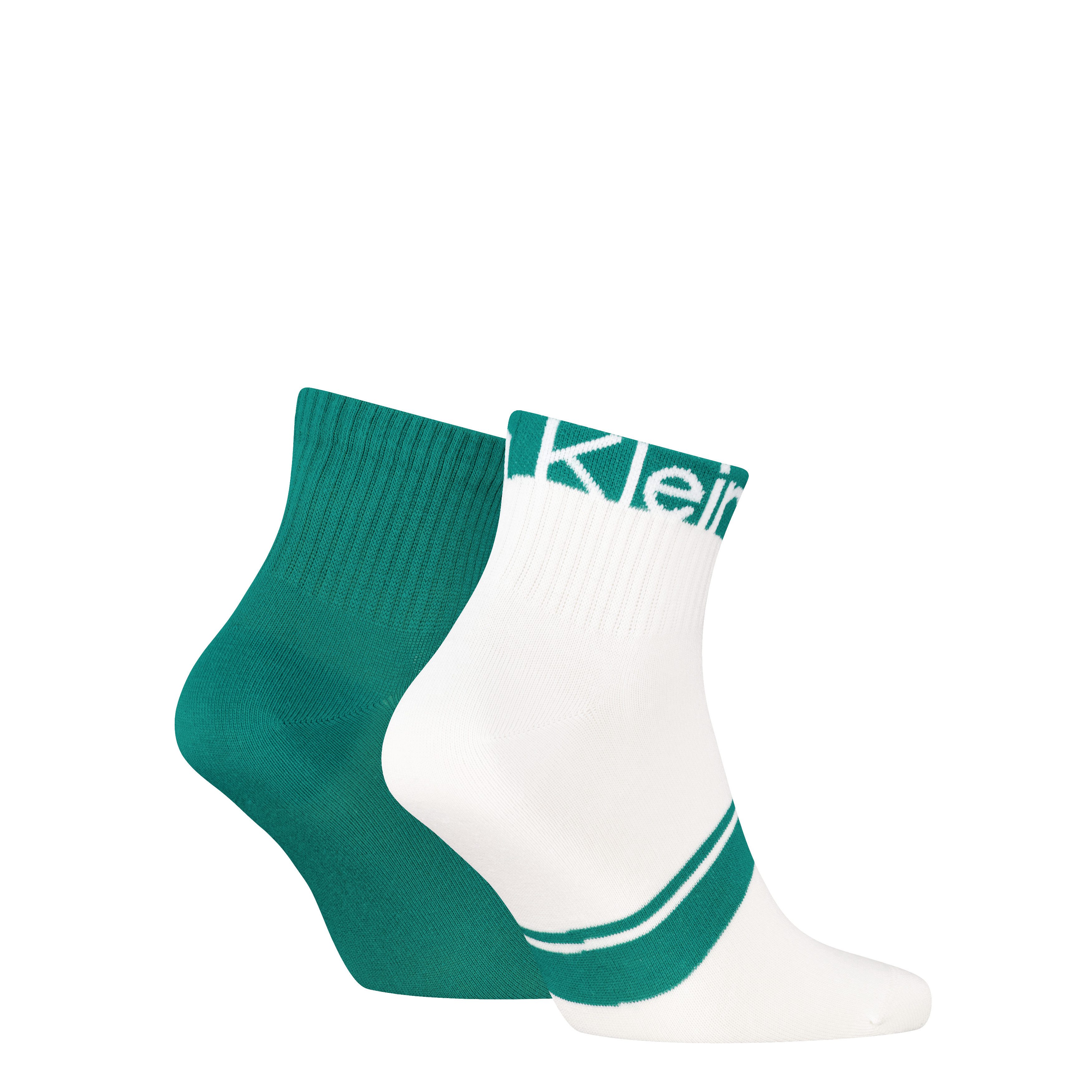 Calvin Klein Kurzsocken CK MEN QUARTER LOGO STRIPE (2 Paar) mit breitem Rippenbündchen, Cotton-Mix