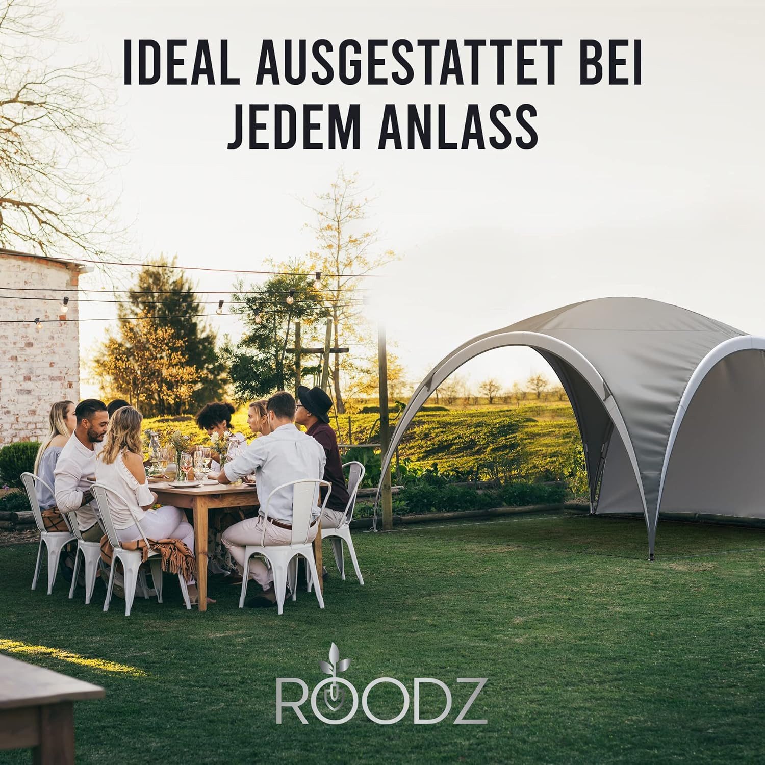 Roodz Pavillon 3,20x3,20m – Wetterfest, UV-Geschützt, günstig online kaufen