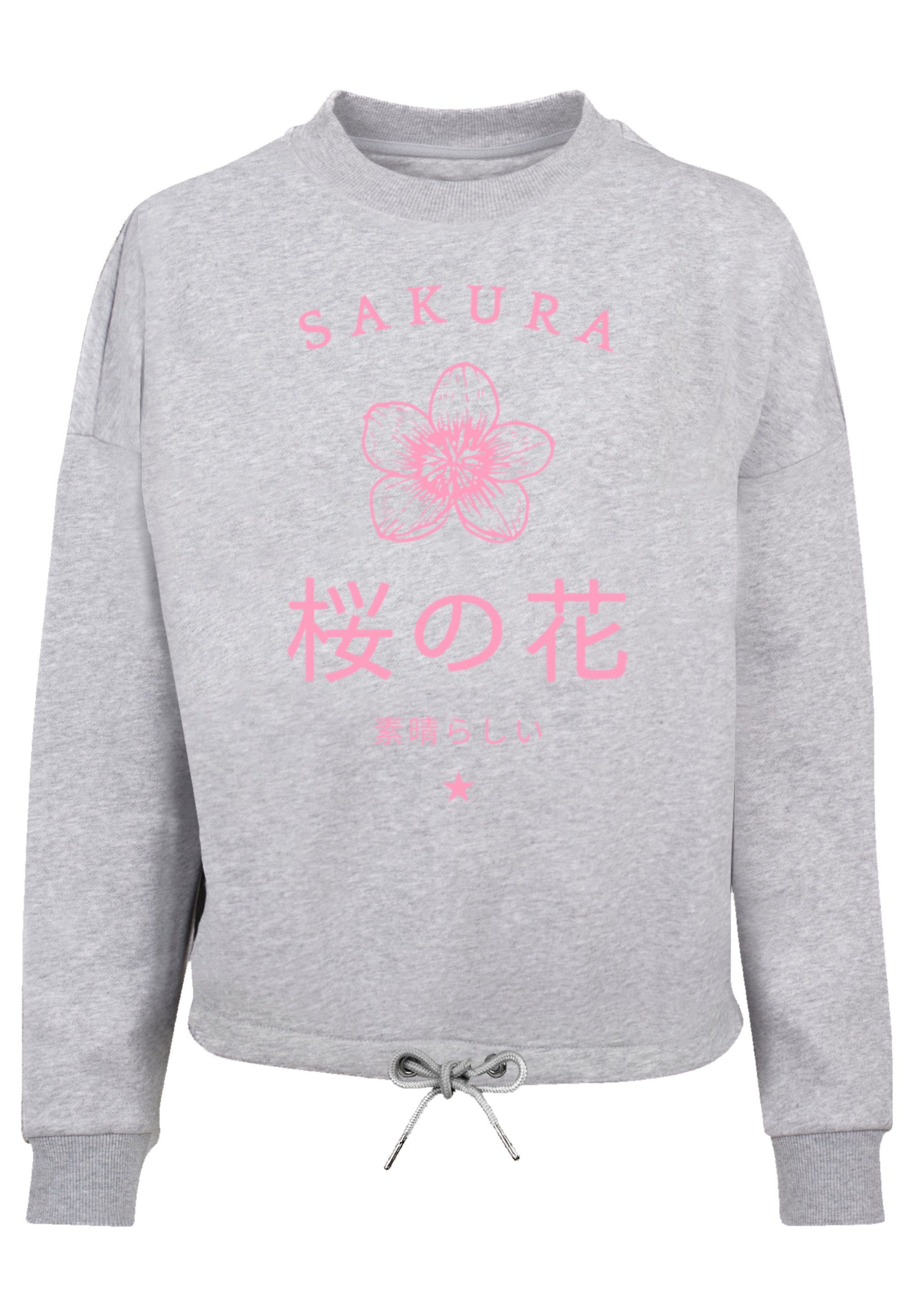 F4NT4STIC Print Sweatshirt Sakura Blume grey Japan heather