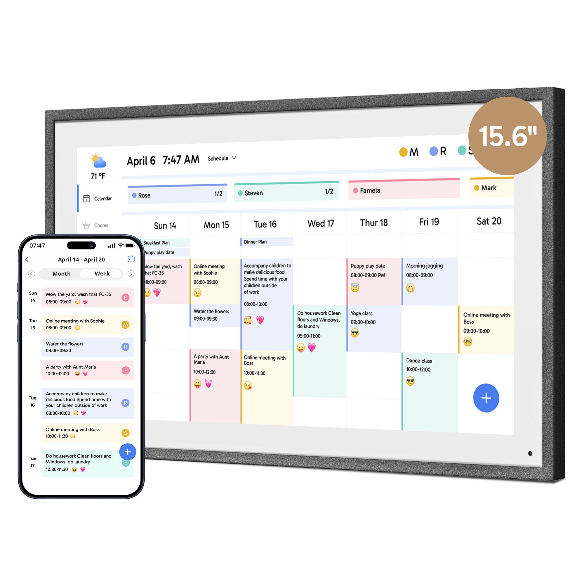 EKASN 15,6'' Digitaler Kalender mit Touchscreen Digitaler Bilderrahmen (39, günstig online kaufen