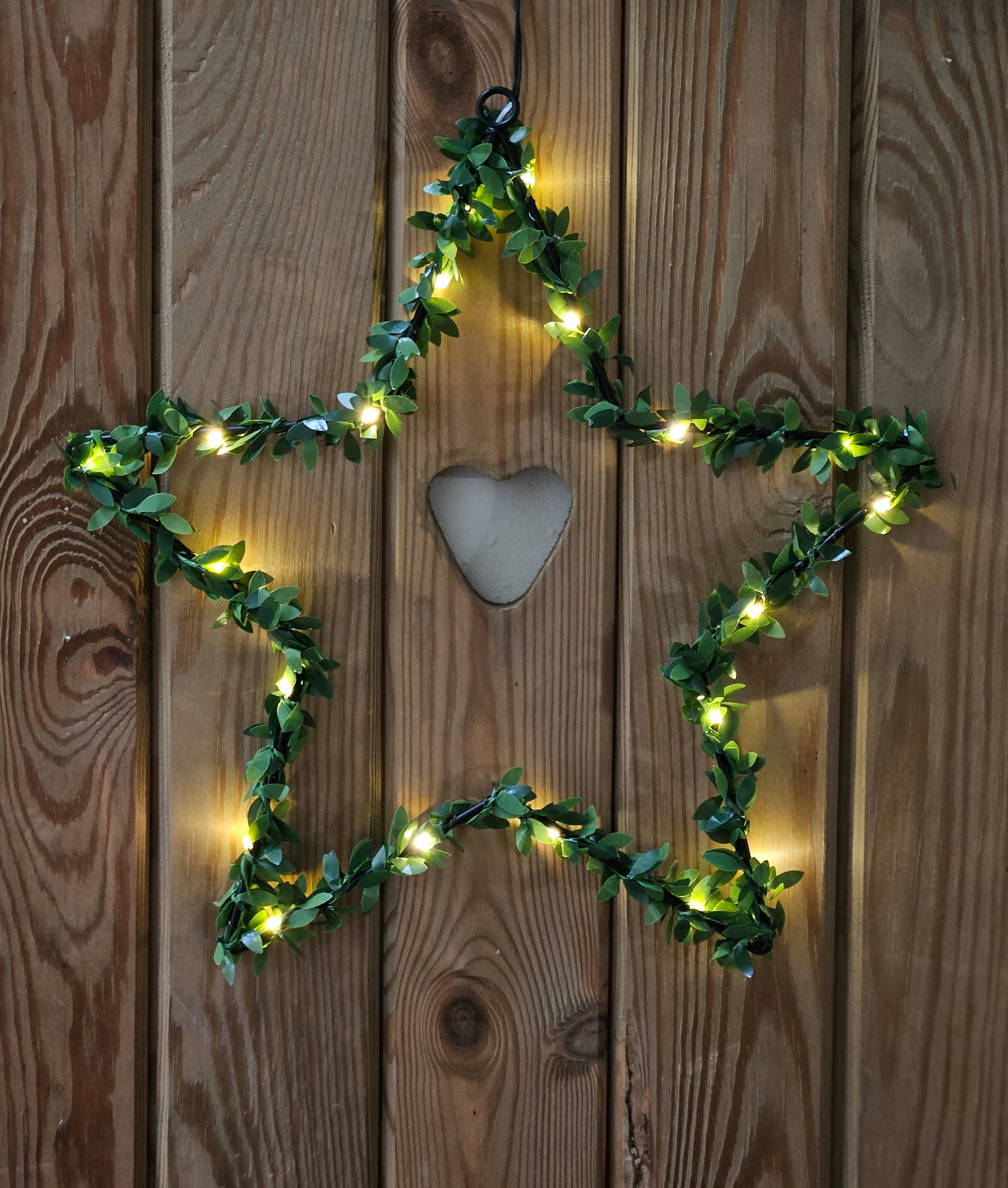 Meinposten Fensterdekoration Herz Stern LED Silhouette Warmweiß Weihnachtsbeleuchtung 30cm